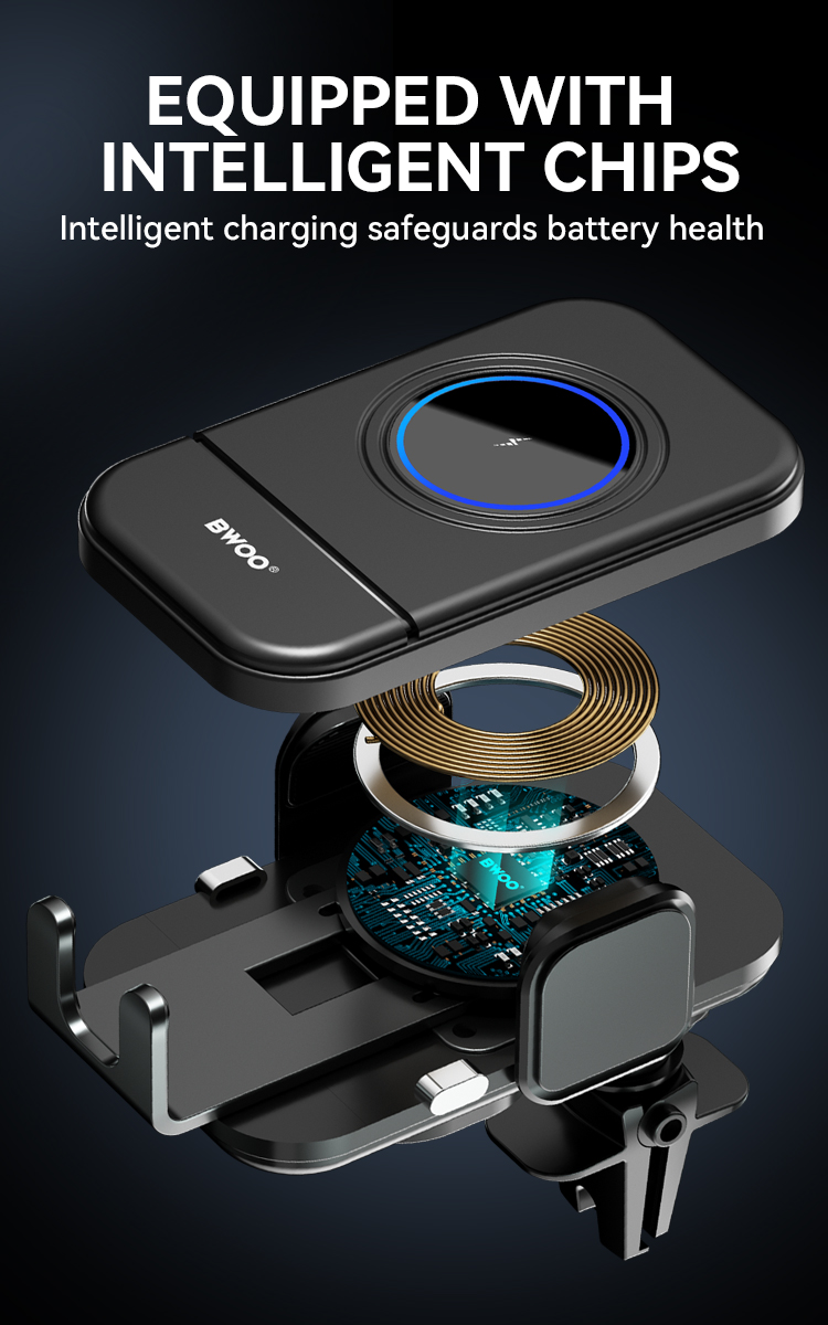 Car Holder - BWOO Magnetic Wireless Charger 15W Black — soporte (foto 4 de 7)
