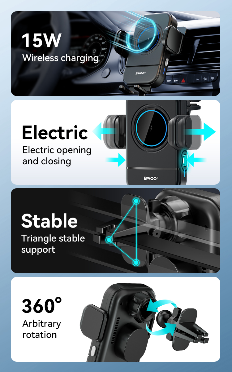 Car Holder - BWOO Magnetic Wireless Charger 15W Black — soporte (foto 6 de 7)