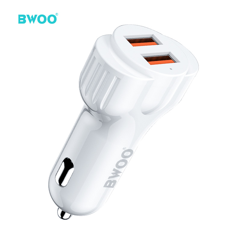 Cargador Auto - BWOO 2USB With Cable Type-C White — cargador (foto 3 de 5)
