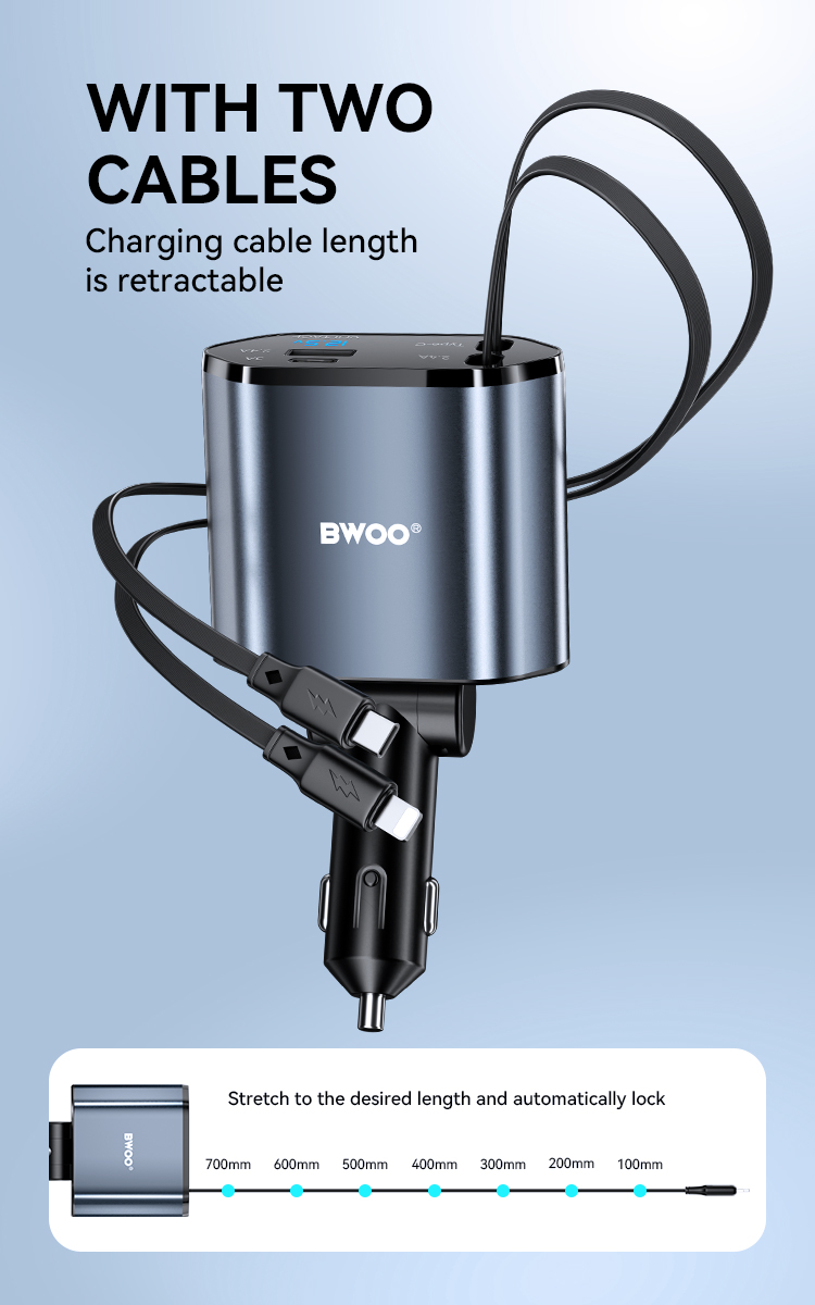 Cargador Auto - BWOO 4 In 1 120W Black — cargador (foto 5 de 14)