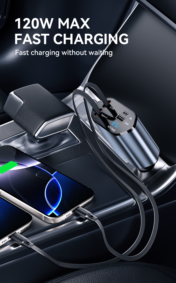 Cargador Auto - BWOO 4 In 1 120W Black — cargador (foto 10 de 14)