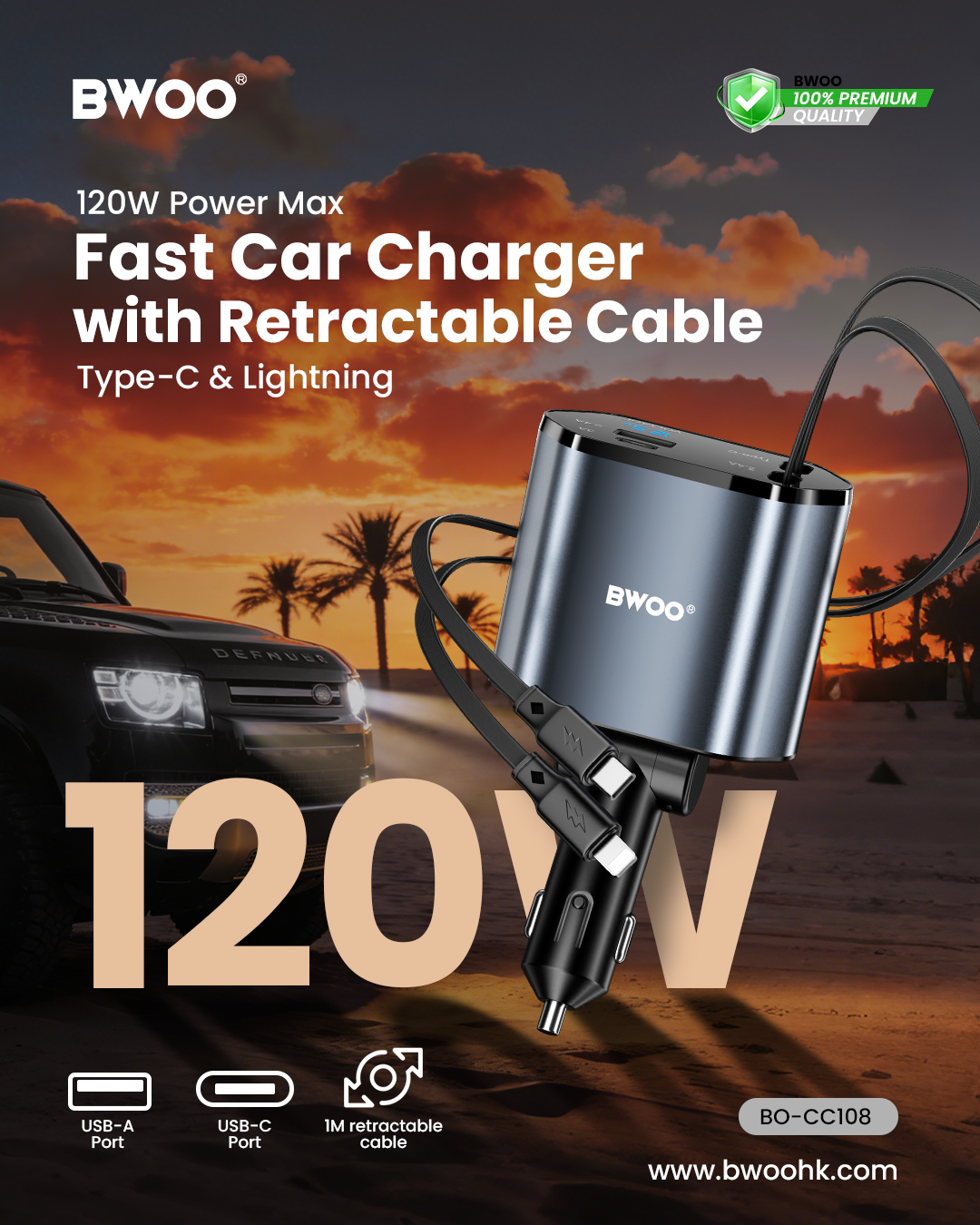 Cargador Auto - BWOO 4 In 1 120W Black — cargador (foto 12 de 14)