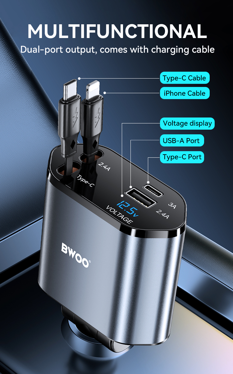Cargador Auto - BWOO 4 In 1 120W Black — cargador (foto 13 de 14)