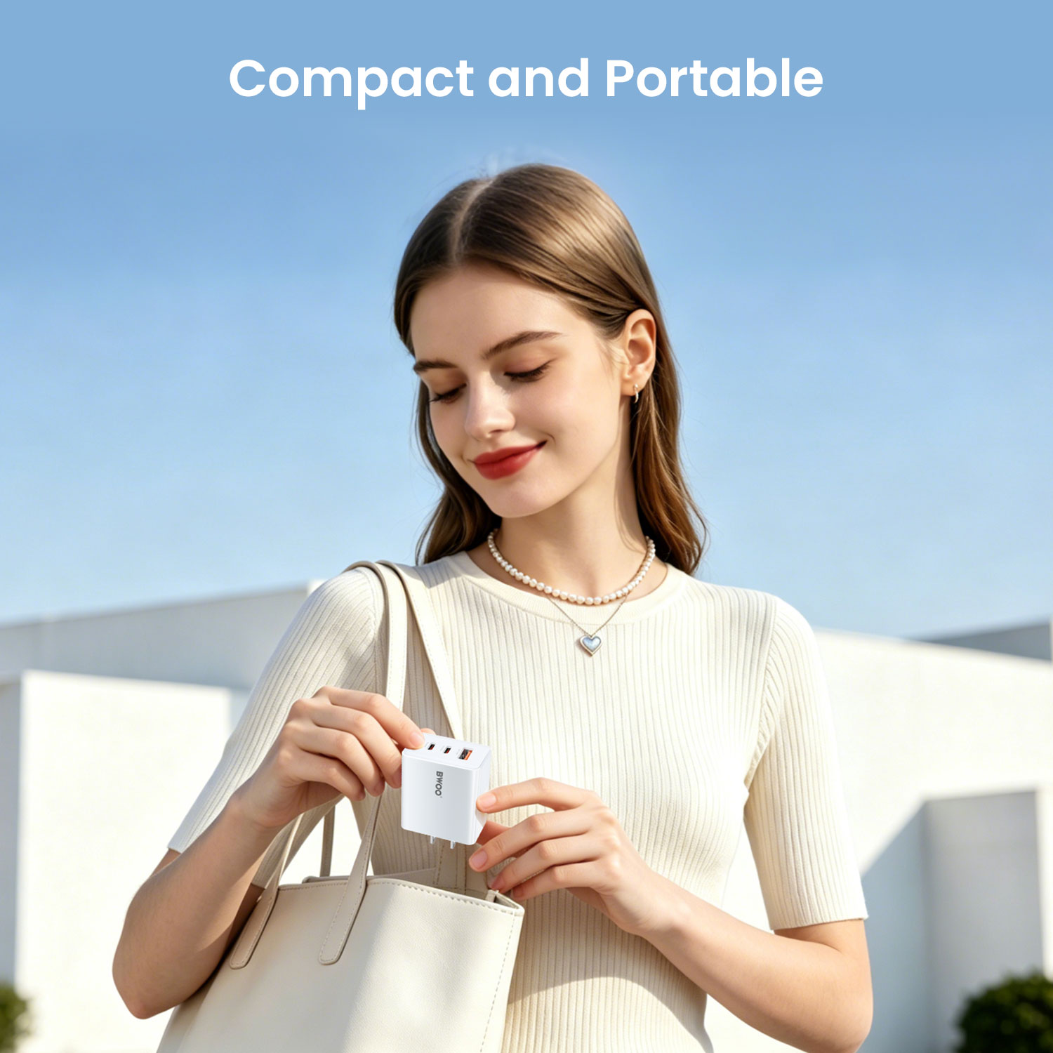 Cubo - BWOO PC 3 Ports 1 USB 2 Type-C 40W White — cargador (foto 4 de 7)