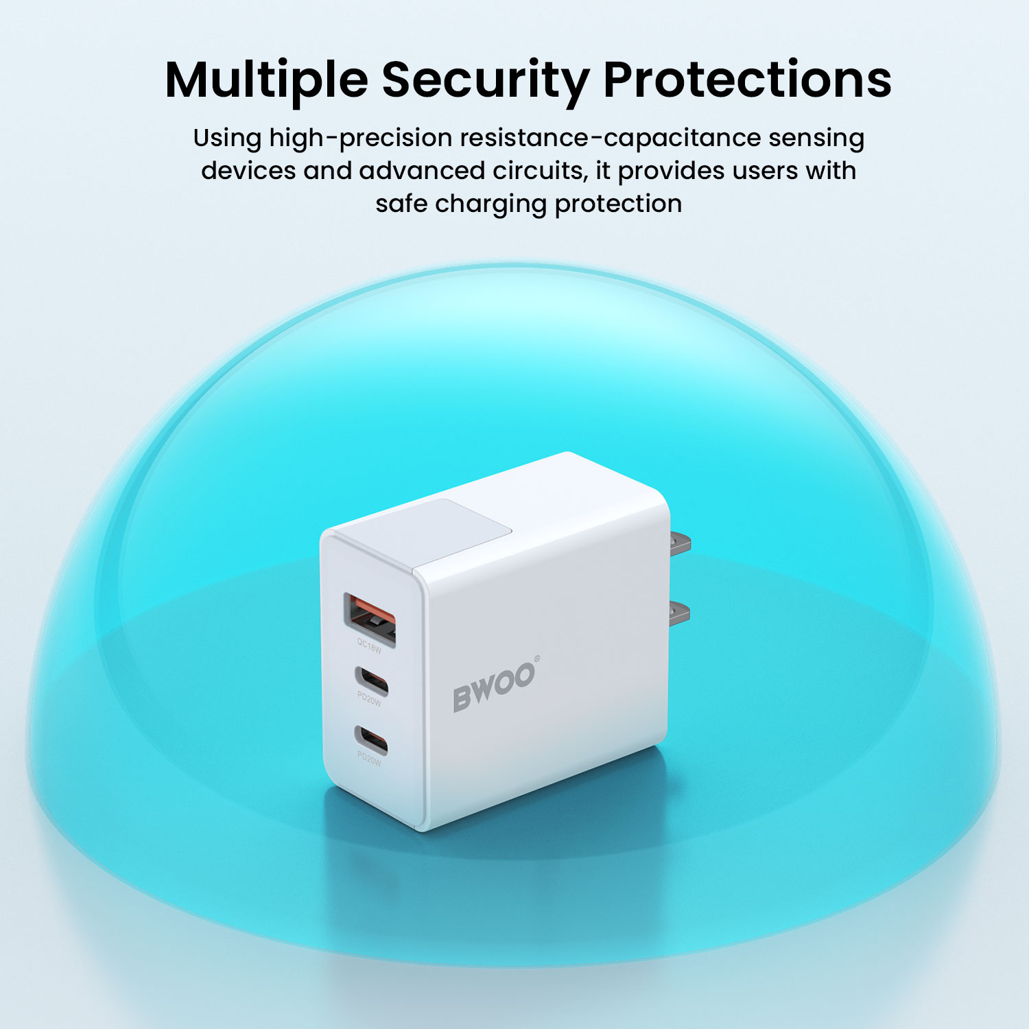Cubo - BWOO PC 3 Ports 1 USB 2 Type-C 40W White — cargador (foto 7 de 7)