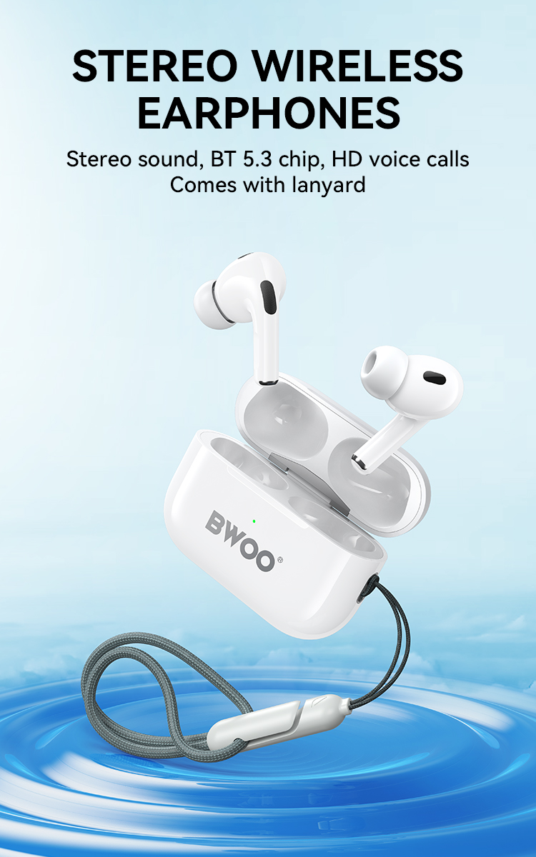 Earphones - BWOO BW05 TWS ANC Bluetooth 5.3 White — audífonos (foto 2 de 7)