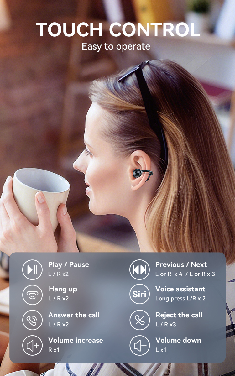 Earphones - BWOO BW39 TWS Bluetooth Black — audífonos (foto 6 de 7)