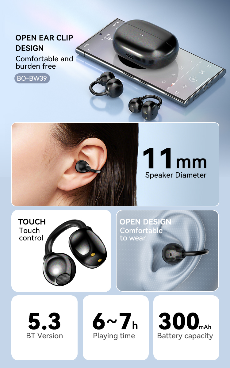 Earphones - BWOO BW39 TWS Bluetooth Black — audífonos (foto 7 de 7)