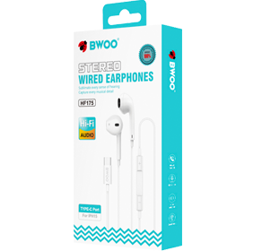 Earphones - BWOO HF175 Type-C White — audífonos (foto 4 de 4)