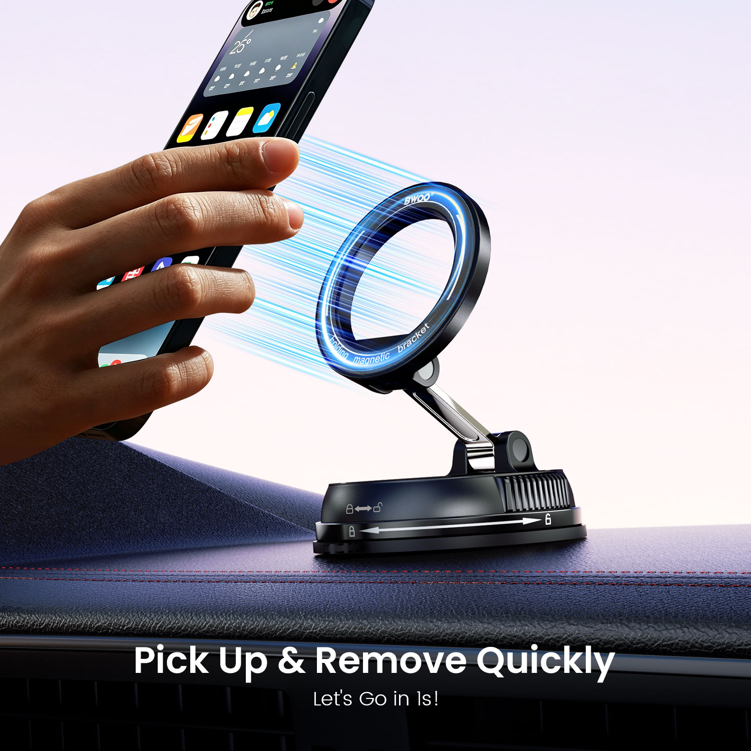 Vacuum Suction - BWOO Car Holder Removable Black — soporte (foto 2 de 7)