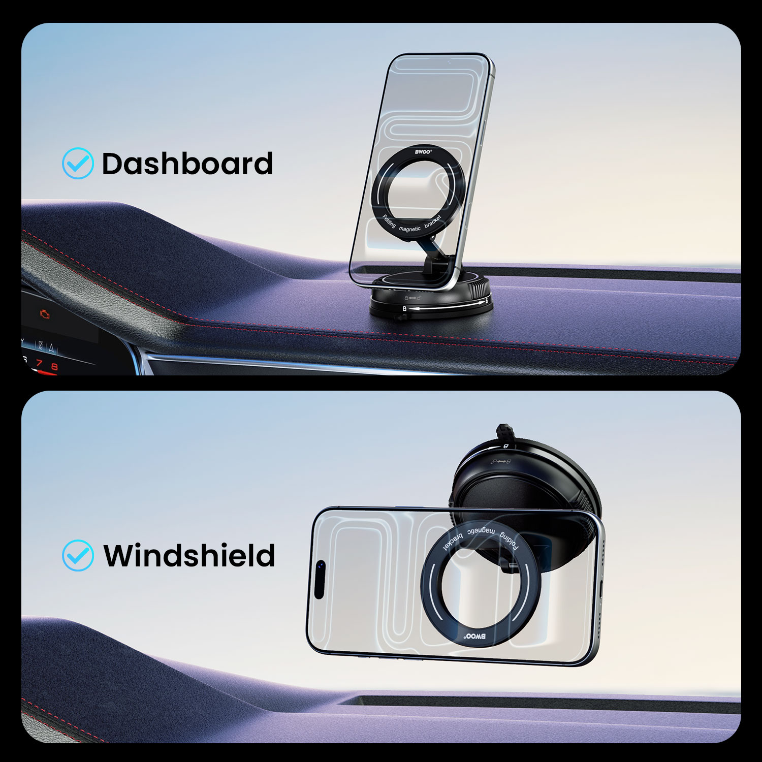 Vacuum Suction - BWOO Car Holder Removable Black — soporte (foto 7 de 7)