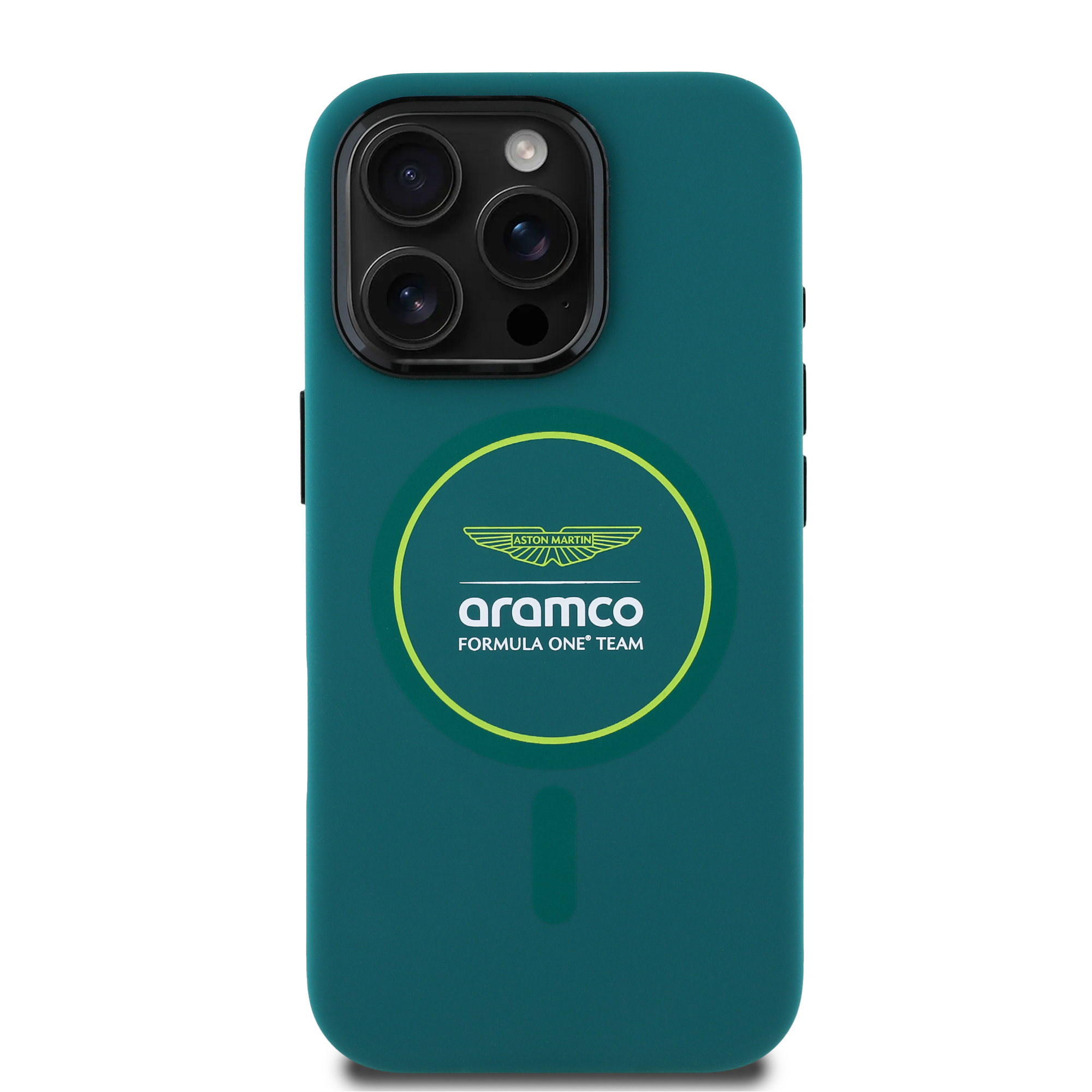 iPhone 16 Pro Max - ASTON MARTIN F1 Silicone Yellow Circle Green