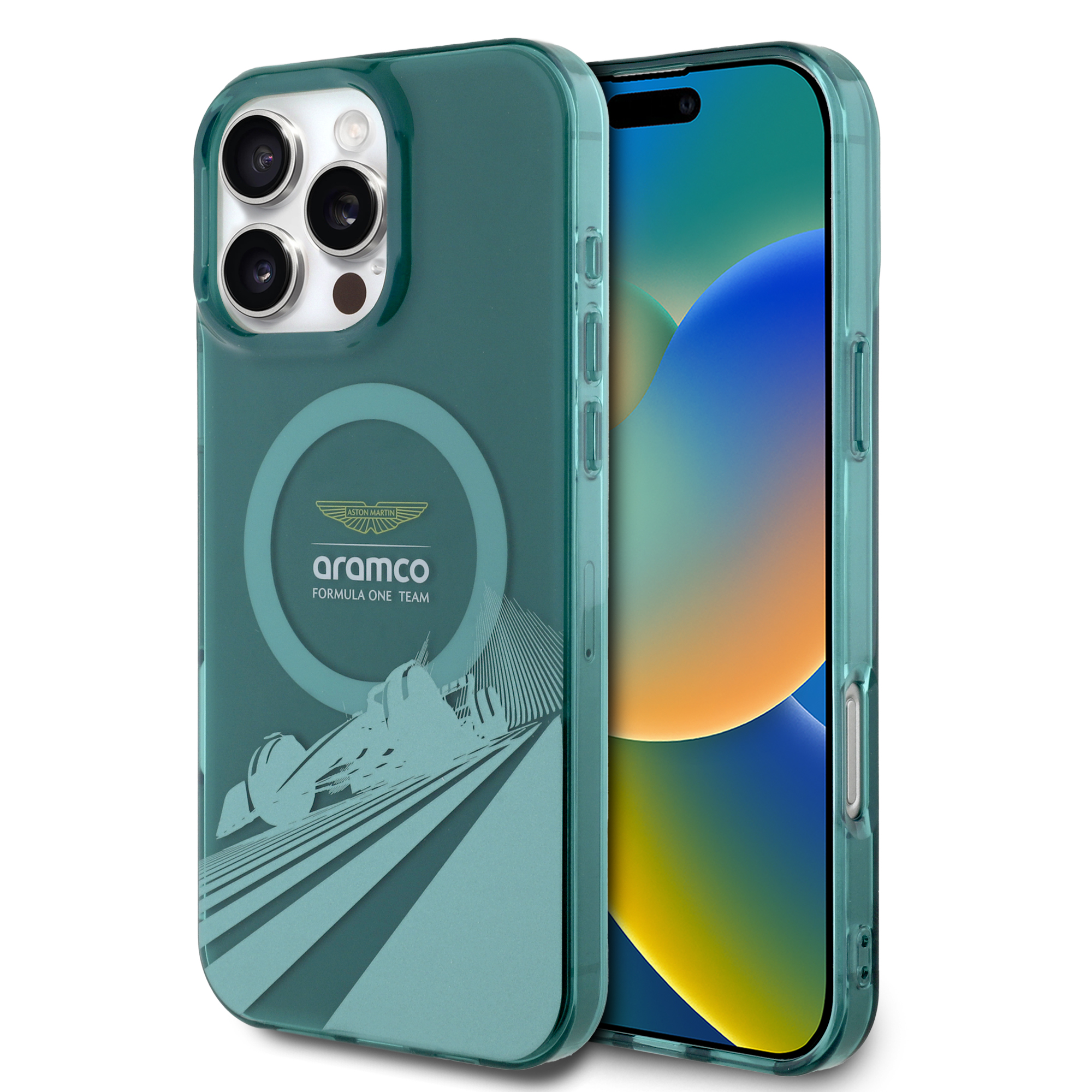iPhone 16 Pro Max - ASTON MARTIN F1 IML F1 Car Green — estuche (foto 2 de 8)