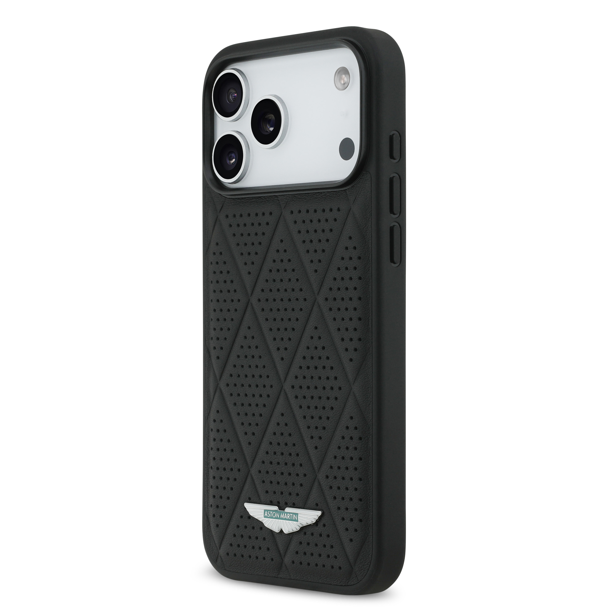 iPhone 17 Pro Max - ASTON MARTIN Leather Quilted Diamonds Black — estuche (foto 3 de 8)