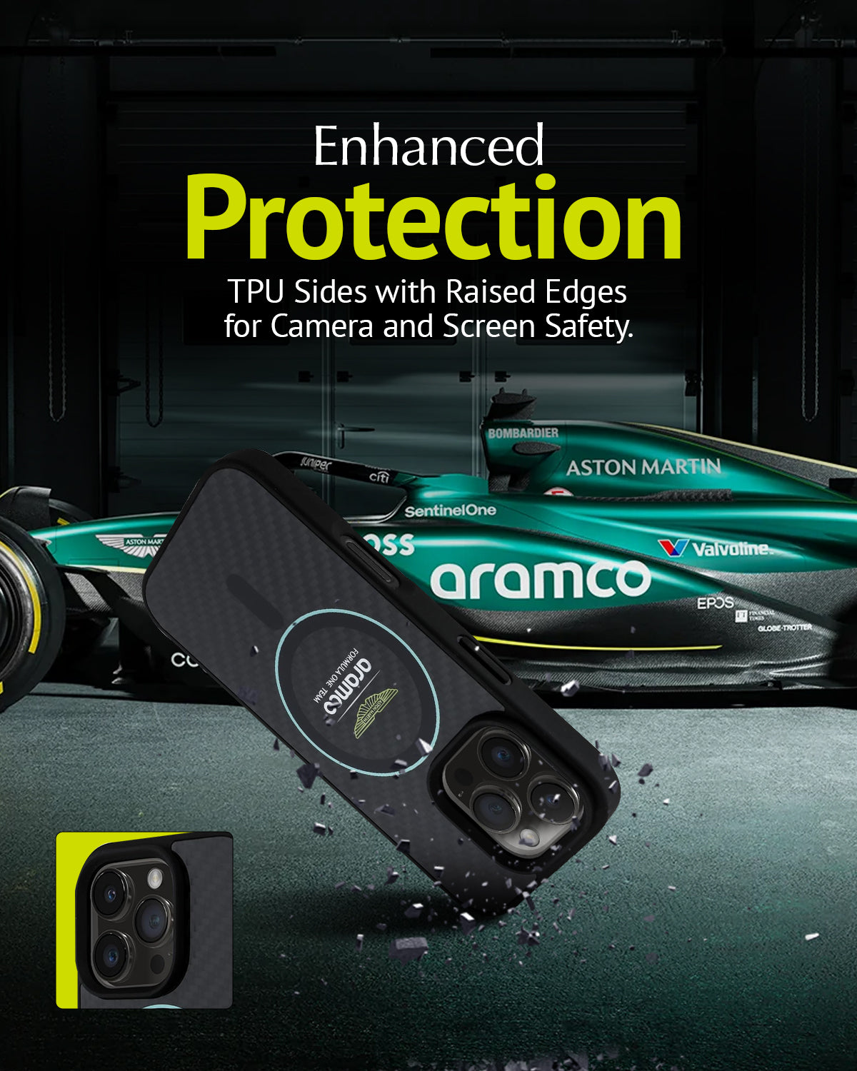 iPhone 16 Pro - ASTON MARTIN Circle Green With MagSafe — estuche (foto 5 de 5)