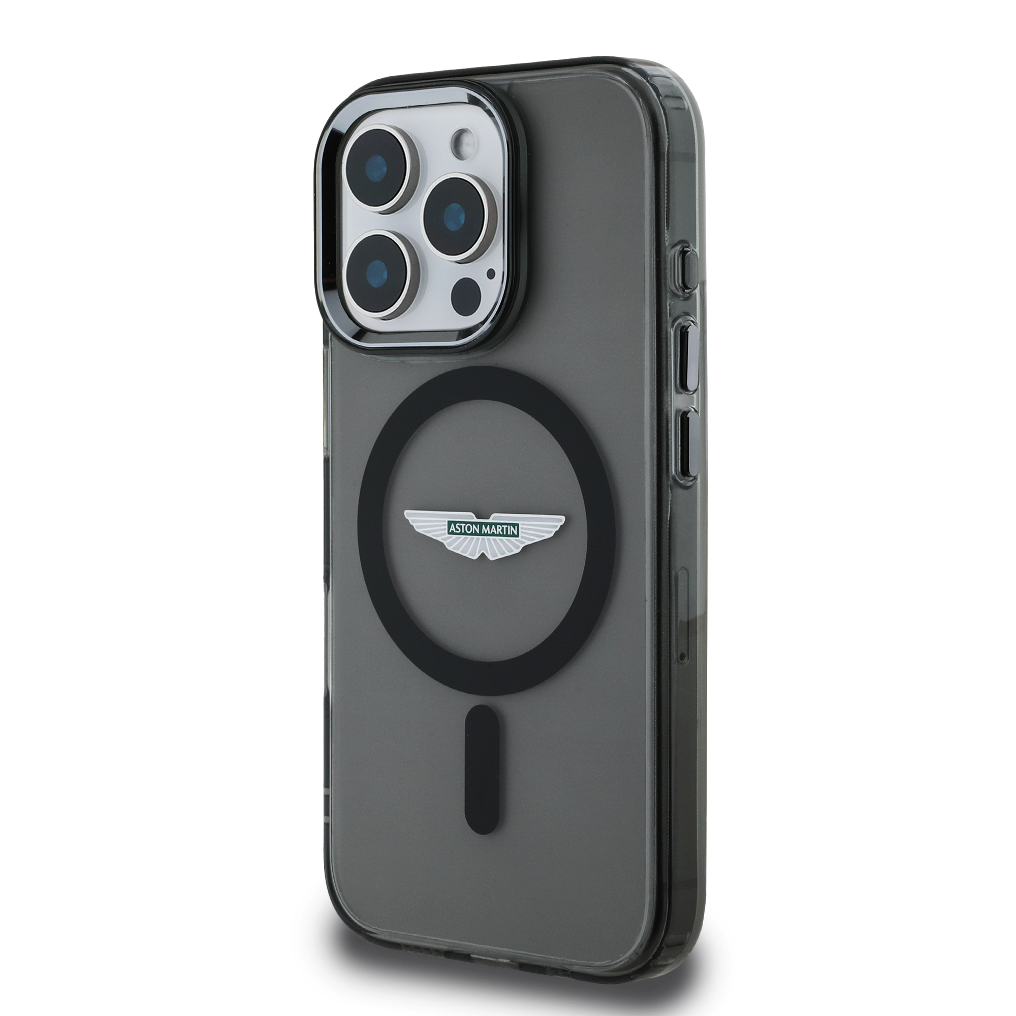 iPhone 16 Pro Max - ASTON MARTIN Frosted Effect Black — estuche (foto 2 de 5)