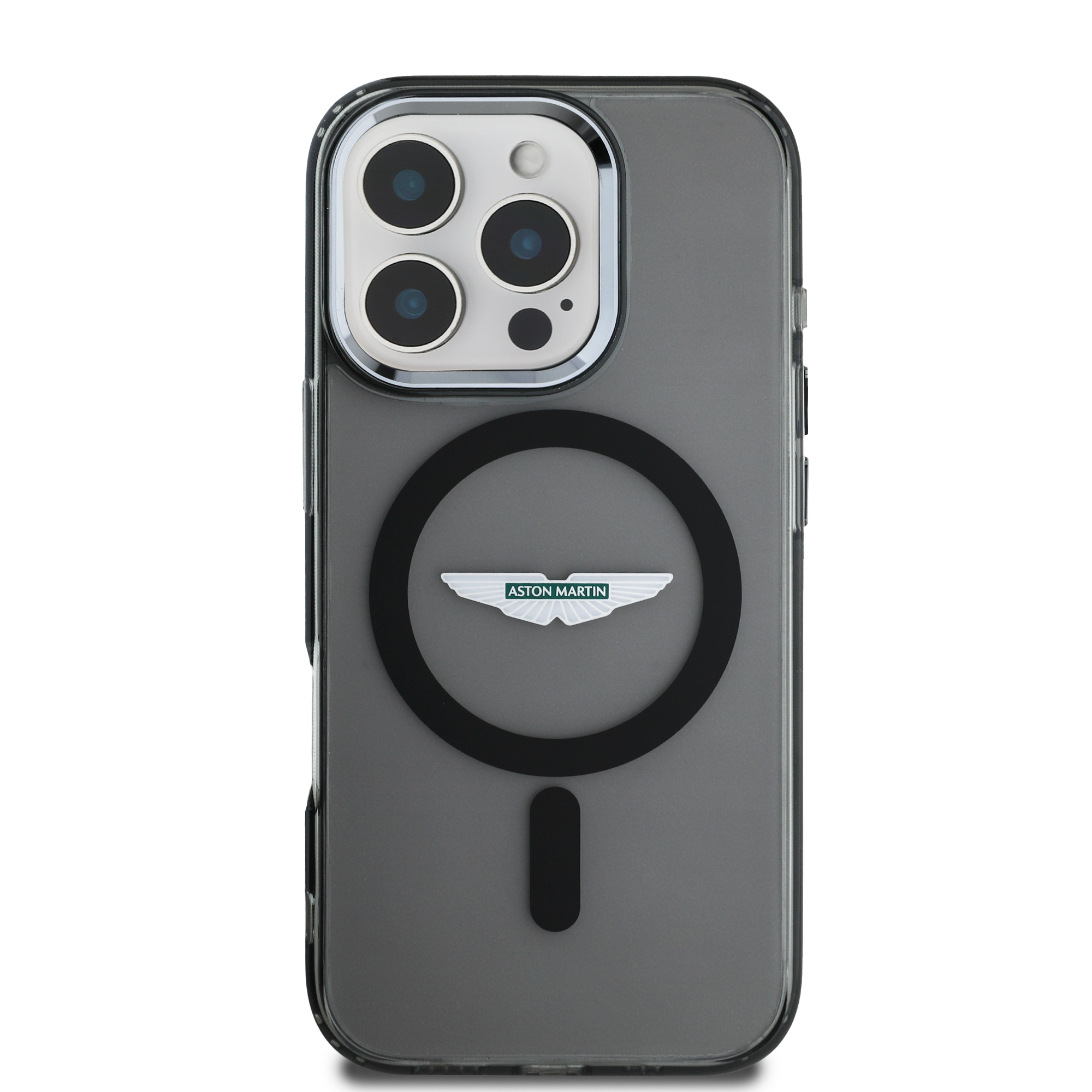 iPhone 16 Pro Max - ASTON MARTIN Frosted Effect Black — estuche (foto 3 de 5)