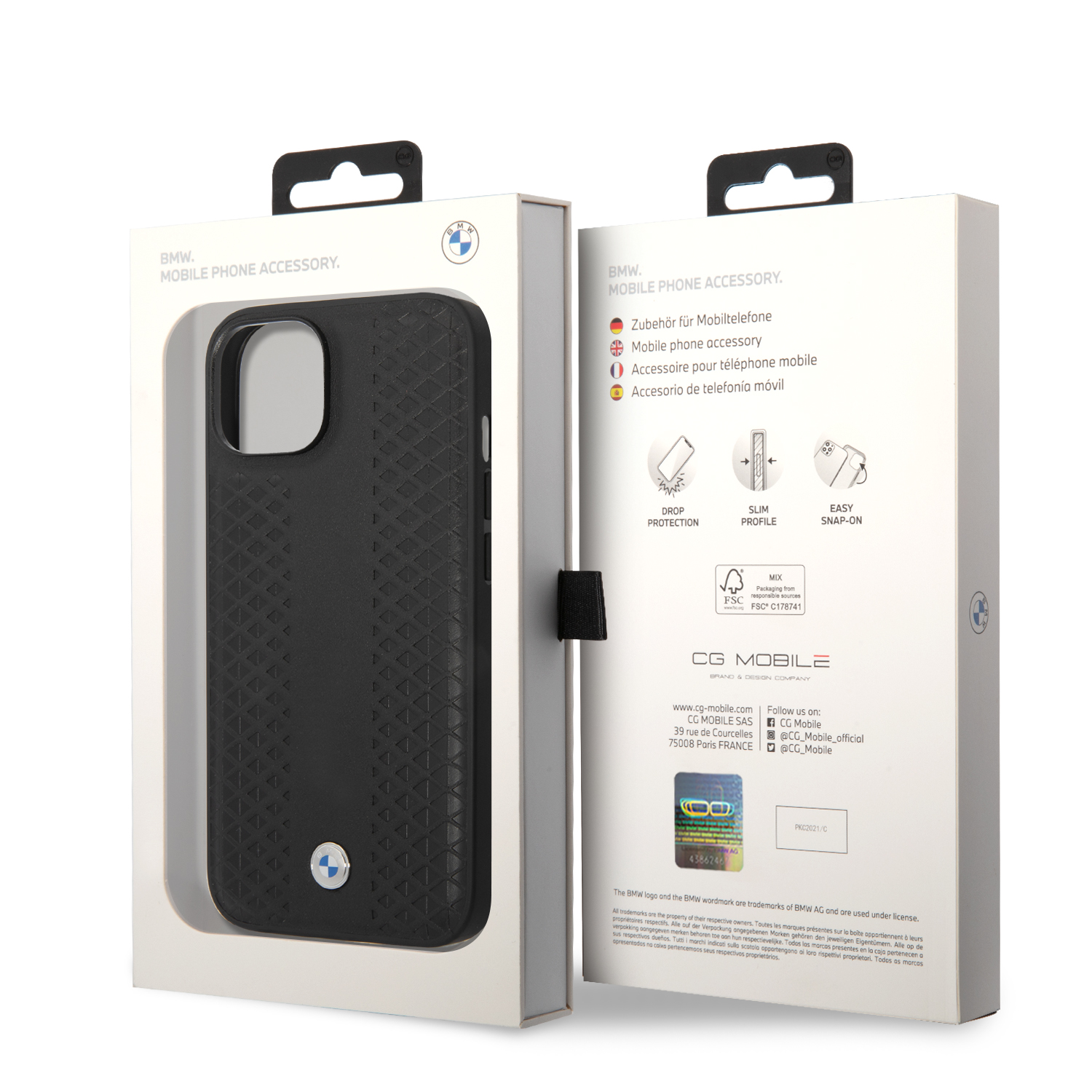 iPhone 14 - BMW Leather Diamond Pattern Black — estuche (foto 8 de 8)