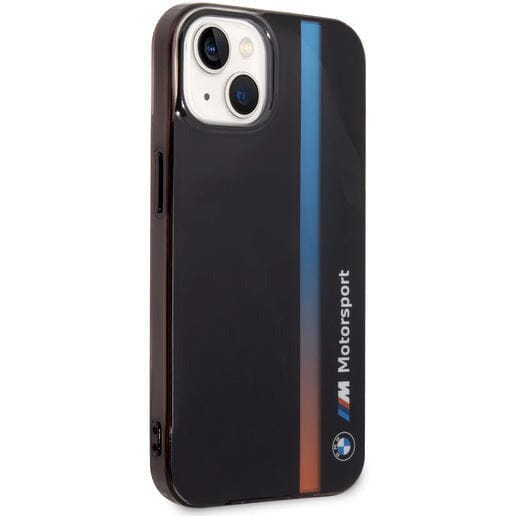 iPhone 14 - BMW Liquid Silicone Tricolor Stripes Black — estuche (foto 2 de 3)