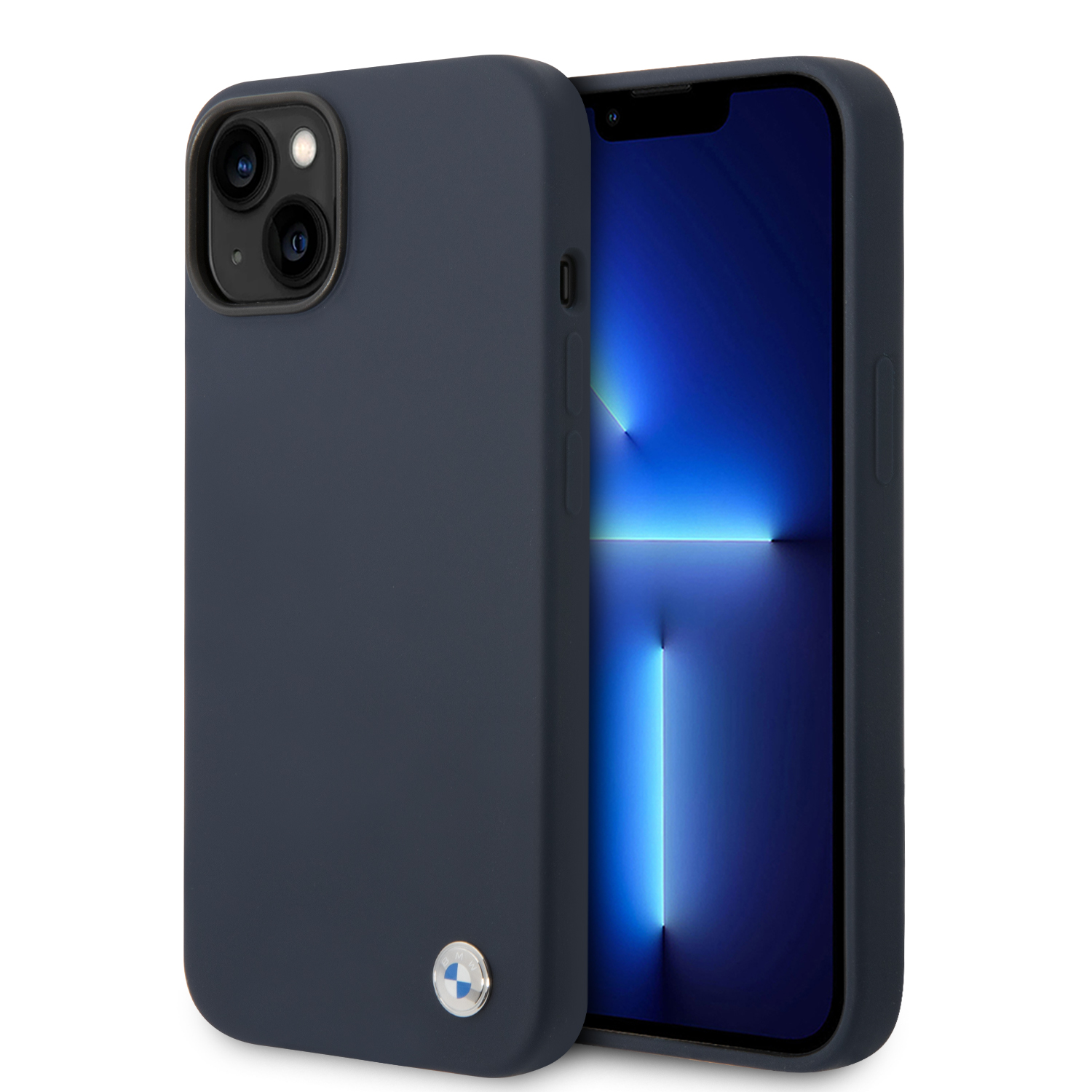 iPhone 14 - BMW Silicone Metal Logo Navy — estuche (foto 2 de 8)