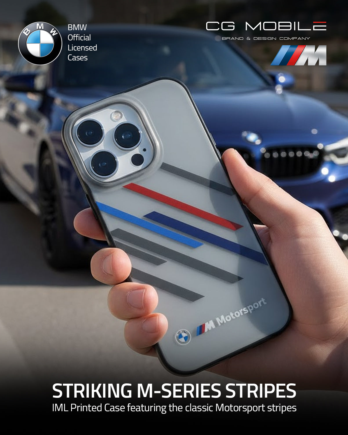 iPhone 16 Pro Max - BMW Motorsport Random Stripes Grey — estuche (foto 2 de 5)