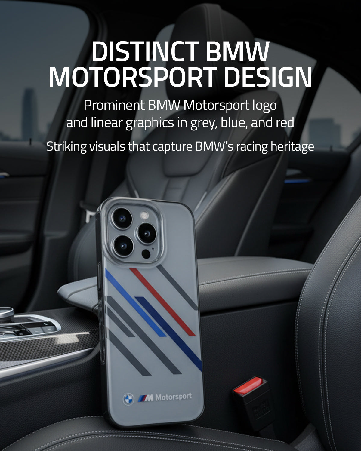iPhone 16 Pro Max - BMW Motorsport Random Stripes Grey — estuche (foto 3 de 5)
