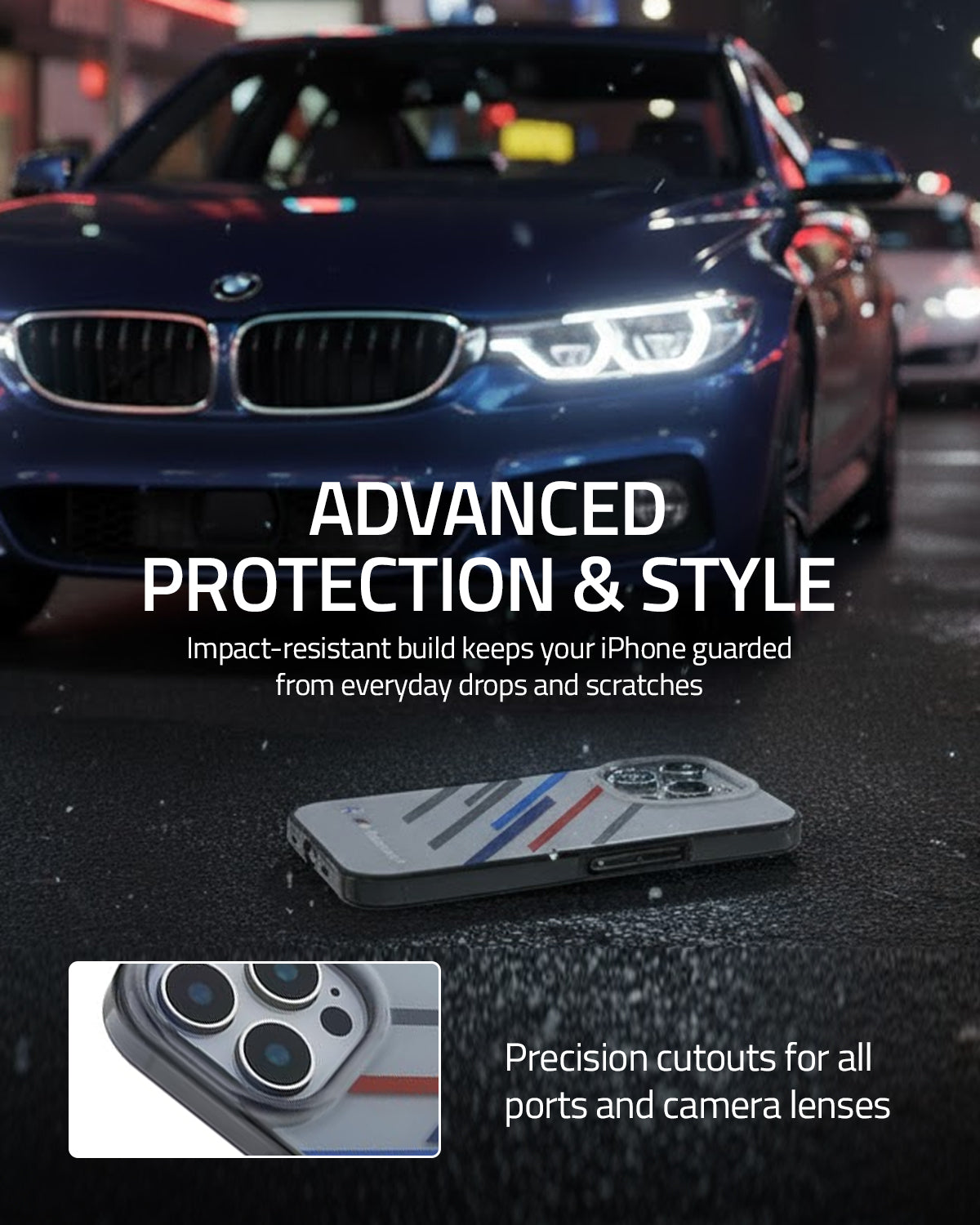 iPhone 16 Pro Max - BMW Motorsport Random Stripes Grey — estuche (foto 4 de 5)