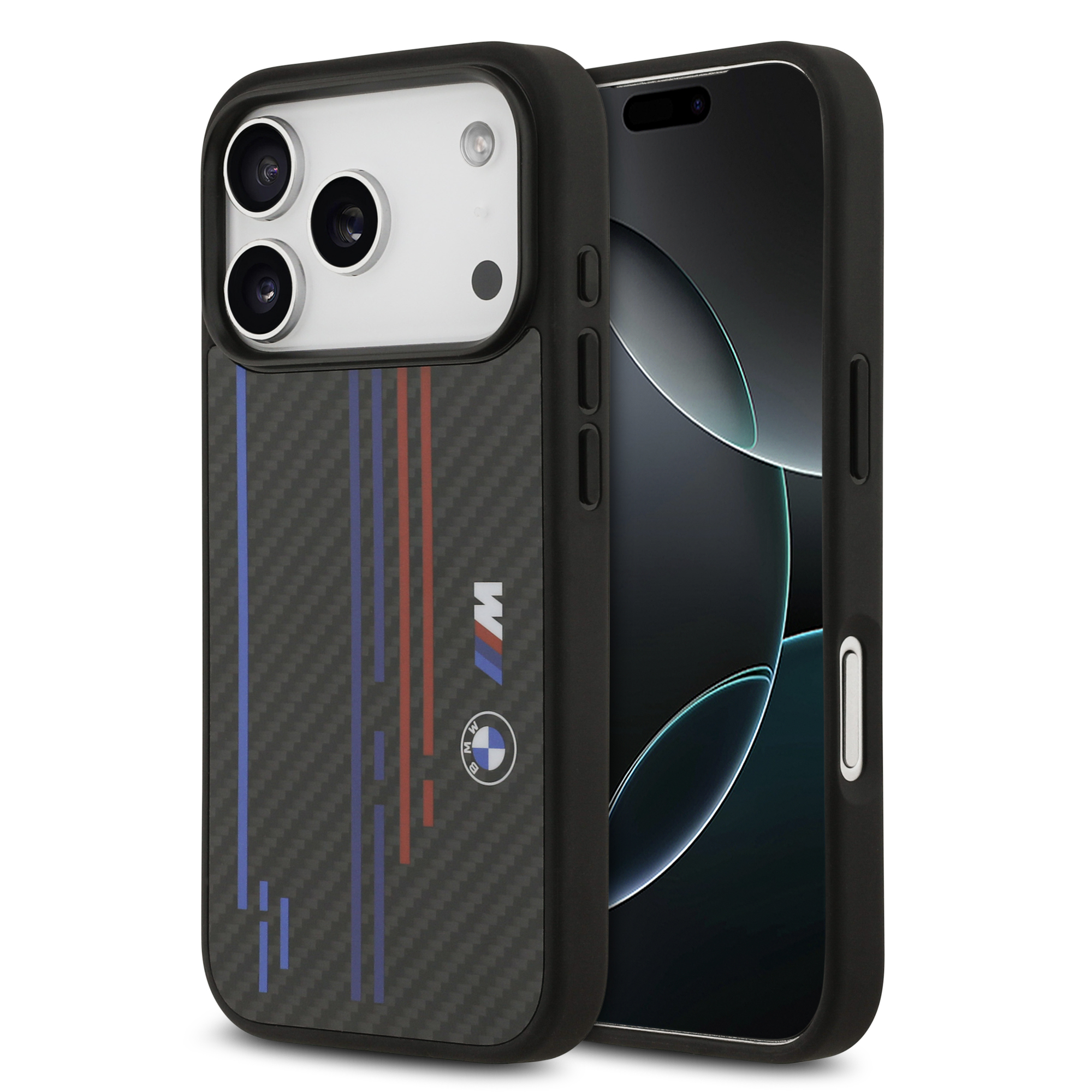 iPhone 17 Pro - BMW Kevlar With Printed Tricolor Lines Black