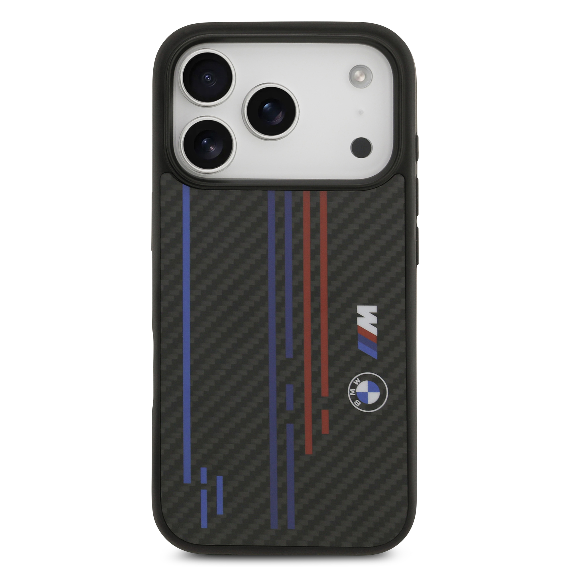iPhone 17 Pro - BMW Kevlar With Printed Tricolor Lines Black — estuche (foto 3 de 5)