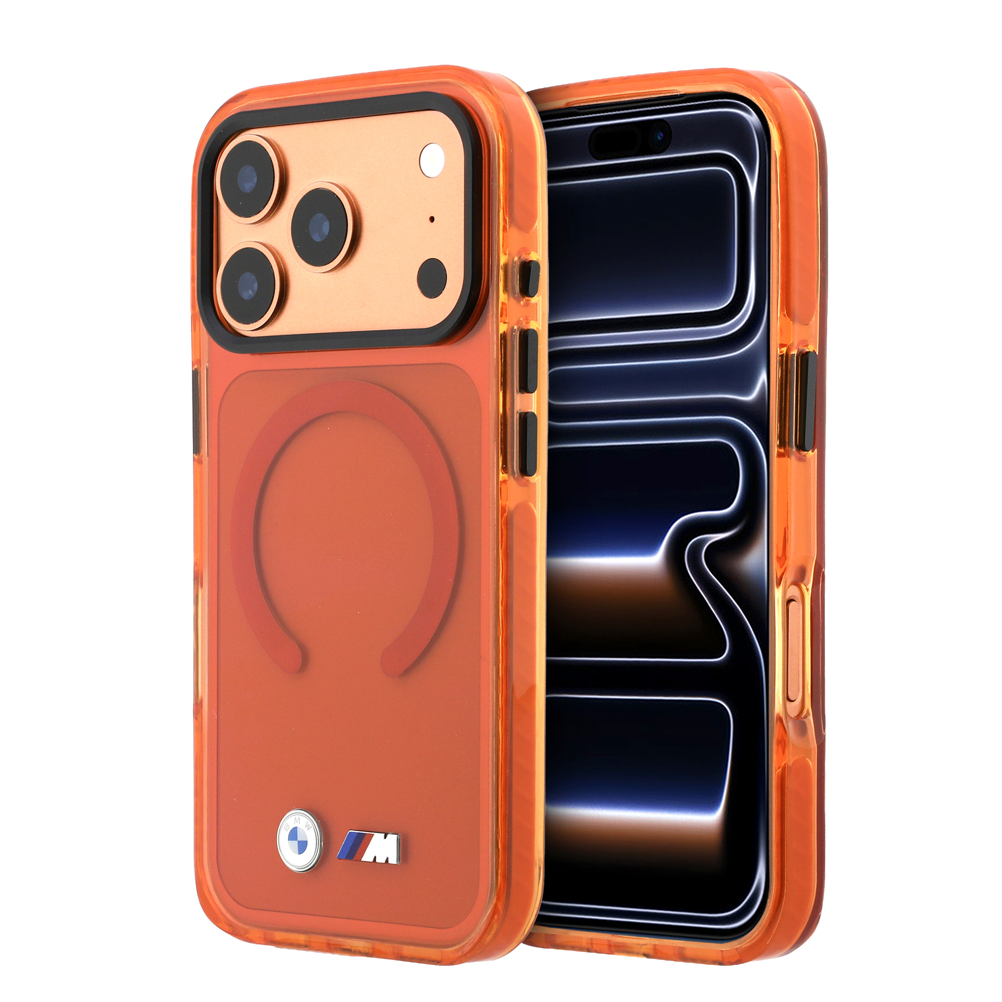 iPhone 17 Pro - BMW Shockproof IML Metal Logos Orange — estuche (foto 2 de 8)