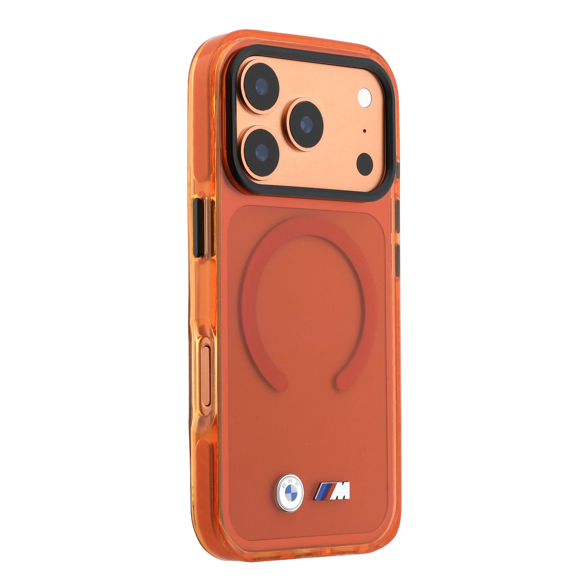 iPhone 17 Pro - BMW Shockproof IML Metal Logos Orange — estuche (foto 4 de 8)