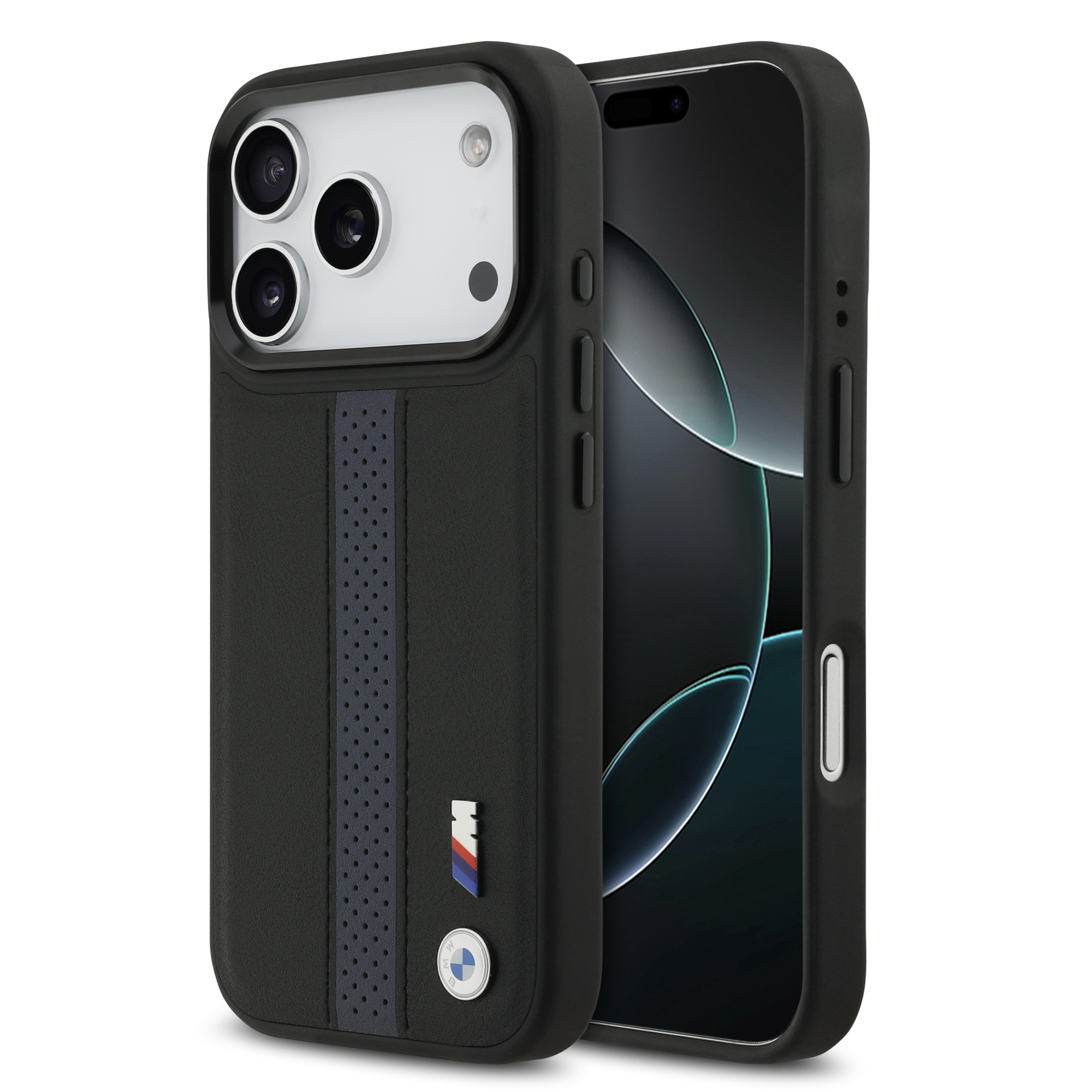 iPhone 17 Pro - BMW Leather Perforated Stripes Blue