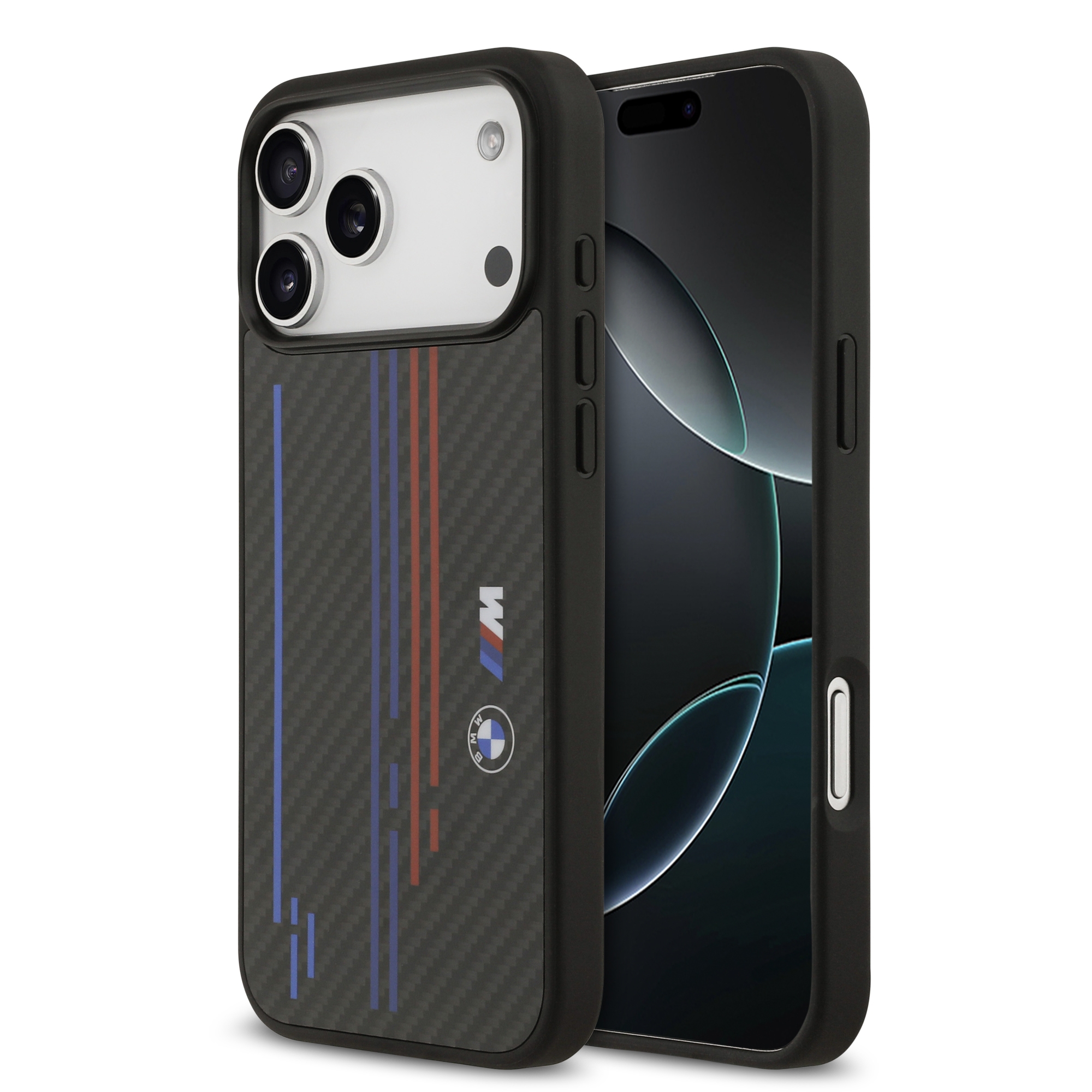 iPhone 17 Pro Max - BMW Kevlar With Printed Tricolor Lines Black