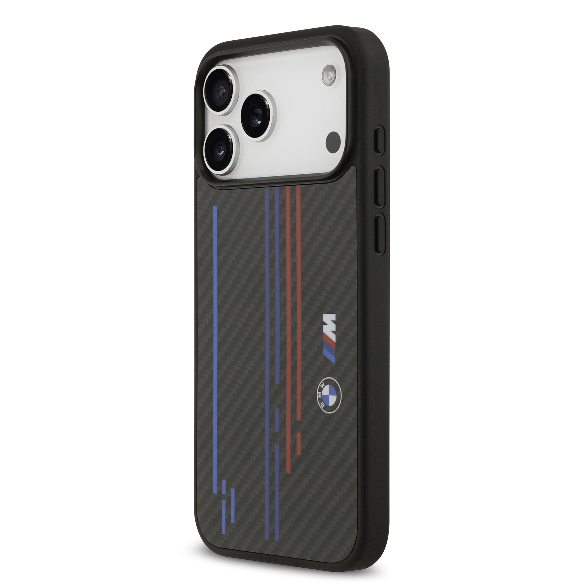 iPhone 17 Pro Max - BMW Kevlar With Printed Tricolor Lines Black — estuche (foto 2 de 5)