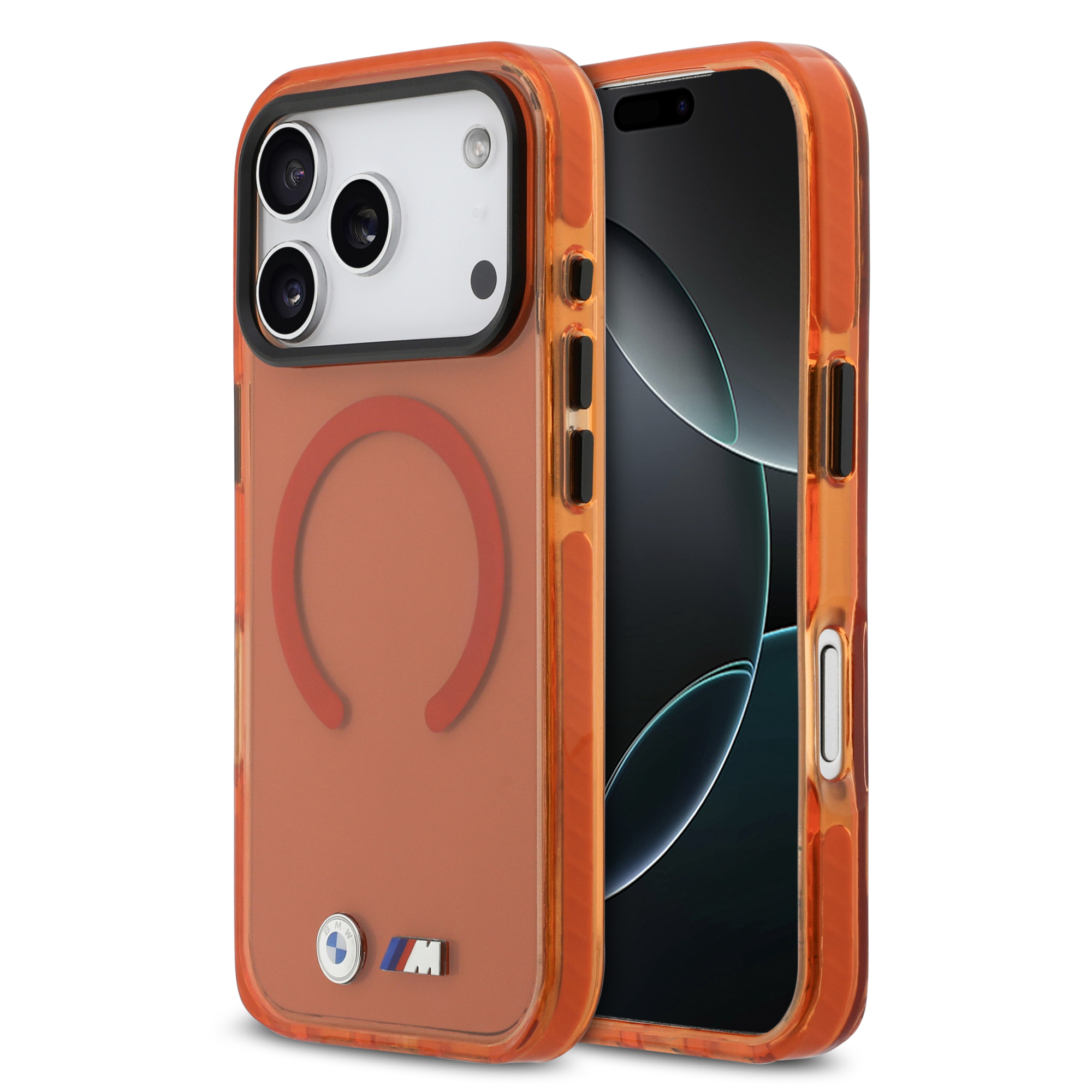 iPhone 17 Pro Max - BMW Shockproof Metal Logos Orange — estuche (foto 2 de 8)
