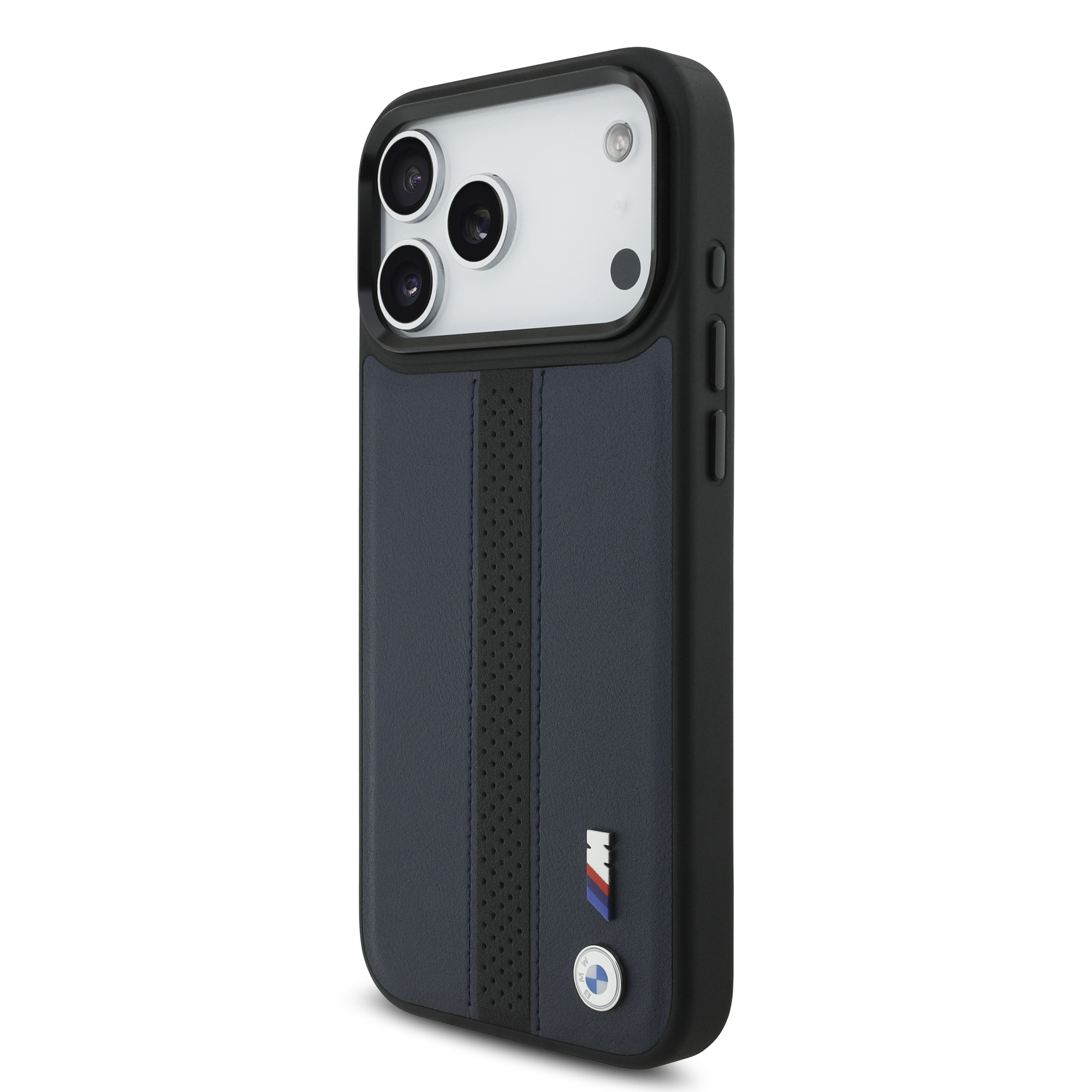iPhone 17 Pro Max - BMW Leather Perforated Stripe Logo Navy — estuche (foto 3 de 8)