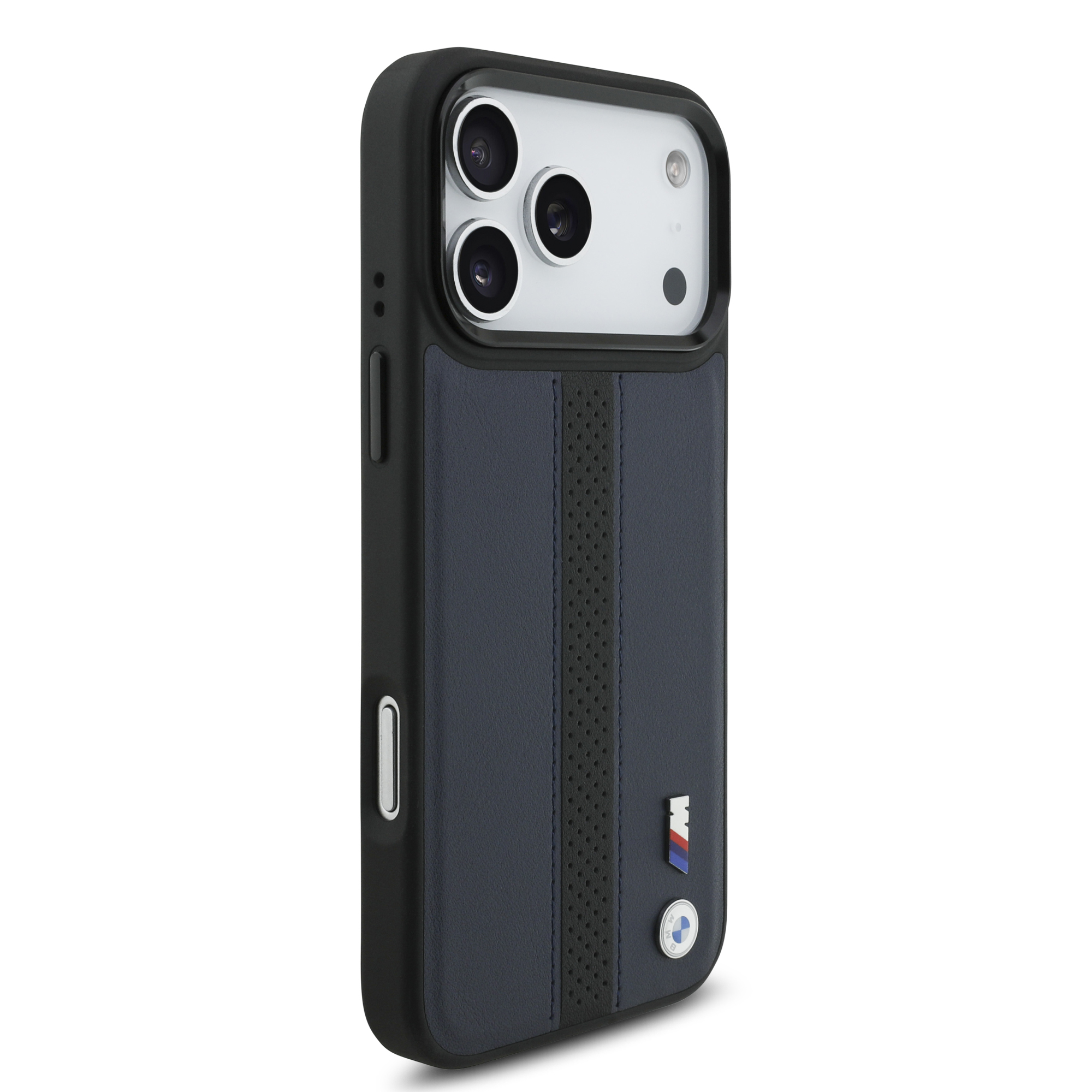iPhone 17 Pro Max - BMW Leather Perforated Stripe Logo Navy — estuche (foto 4 de 8)