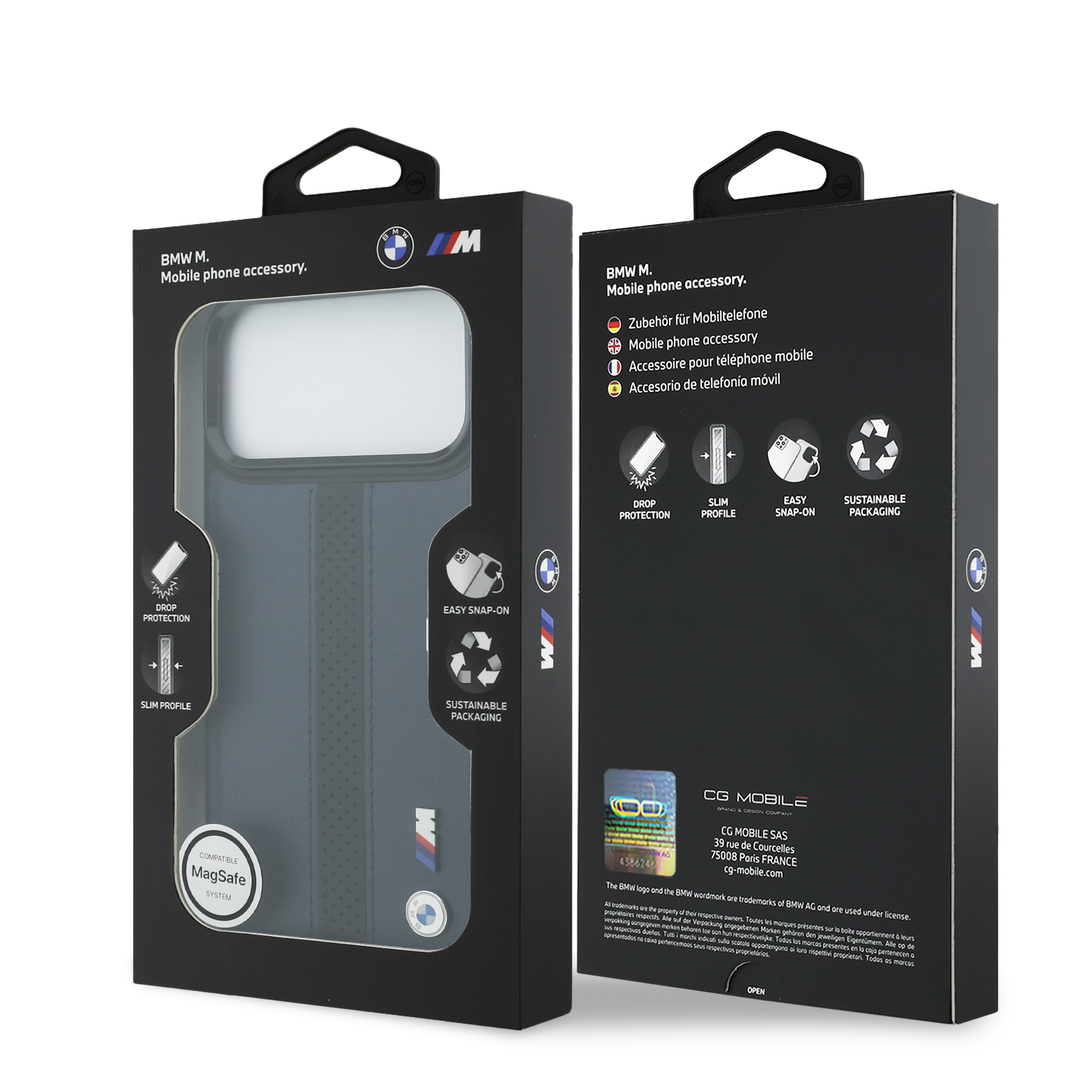 iPhone 17 Pro Max - BMW Leather Perforated Stripe Logo Navy — estuche (foto 8 de 8)