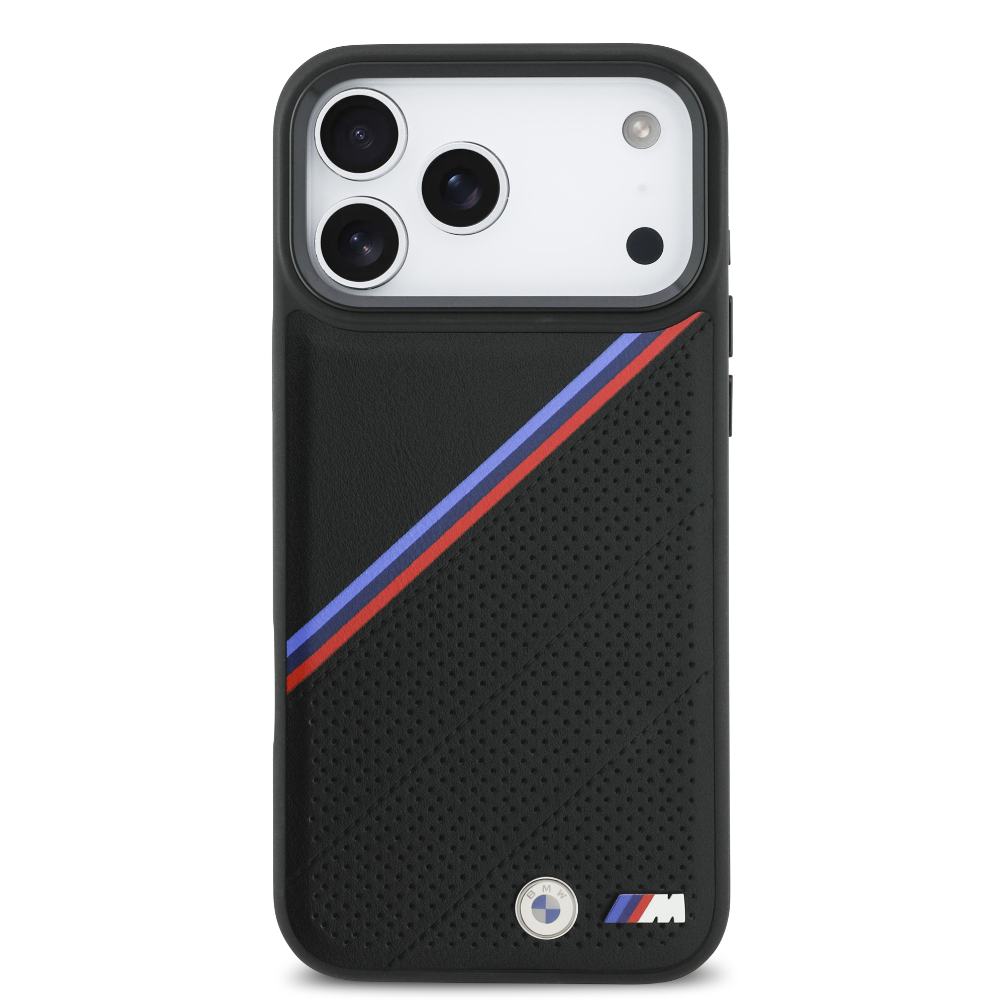 iPhone 17 Pro Max - BMW Leather Tricolor Slanted Tripes Black — estuche (foto 3 de 5)