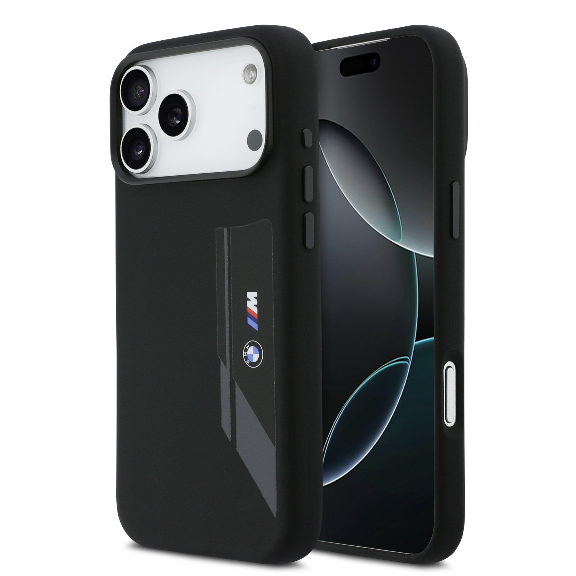 iPhone 17 Pro Max - BMW Silicone Vertical Logo Black — estuche (foto 2 de 8)