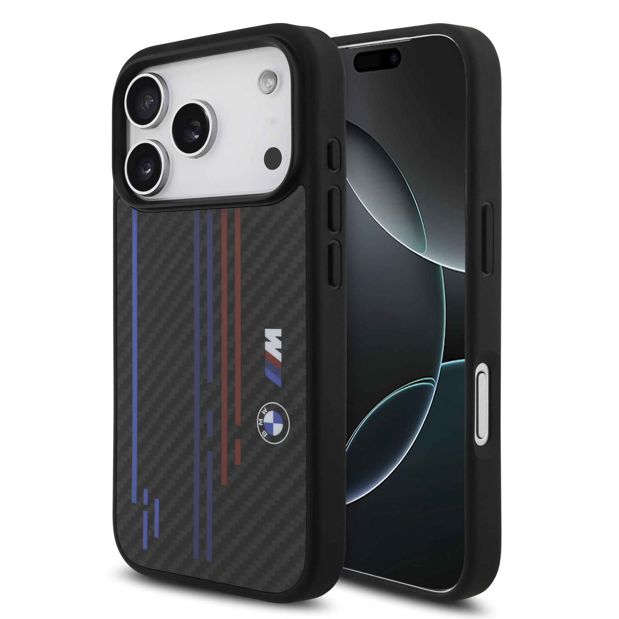 iPhone 17 Pro - BMW Kevlar Lines Printed Logos Black — estuche (foto 2 de 8)