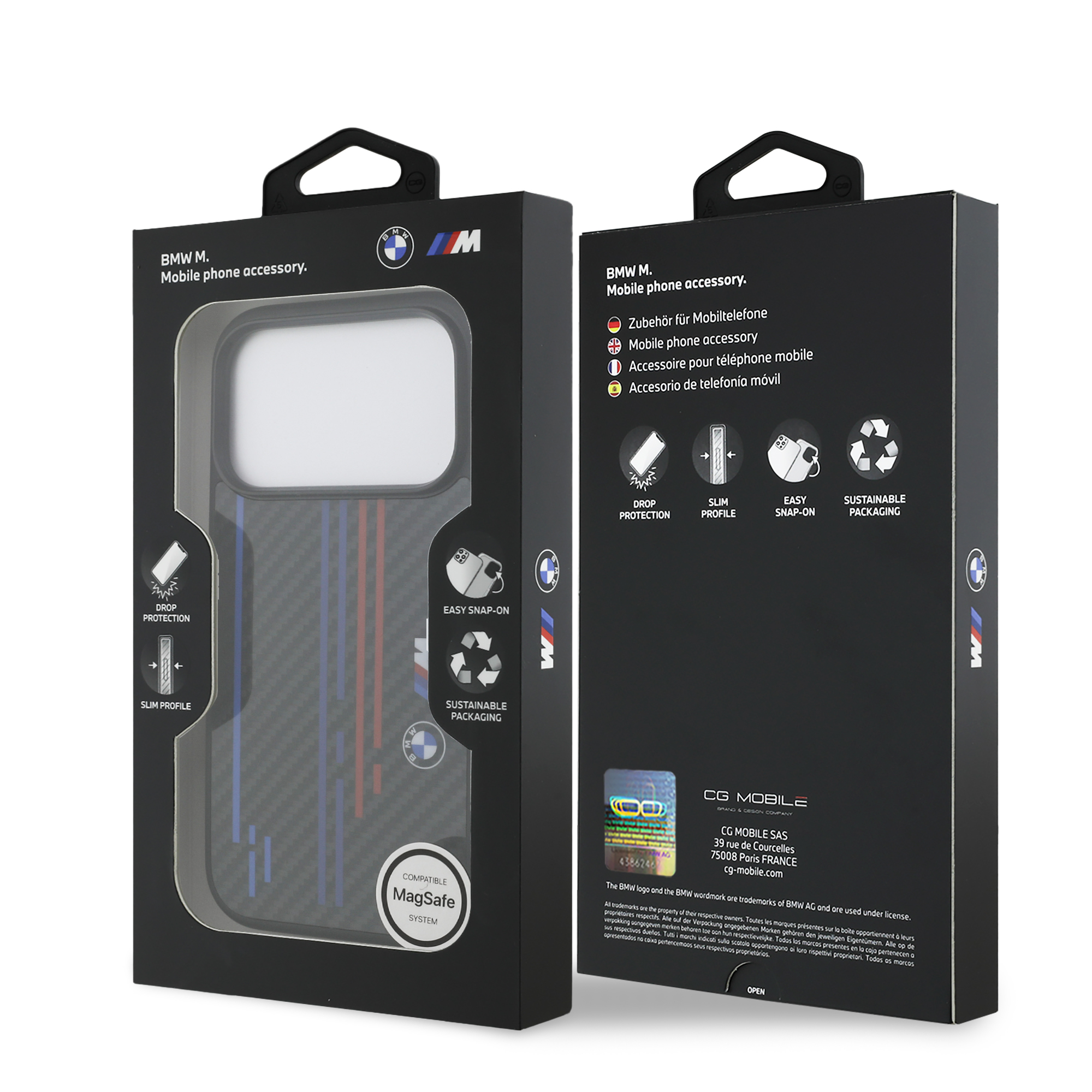 iPhone 17 Pro - BMW Kevlar Lines Printed Logos Black — estuche (foto 8 de 8)