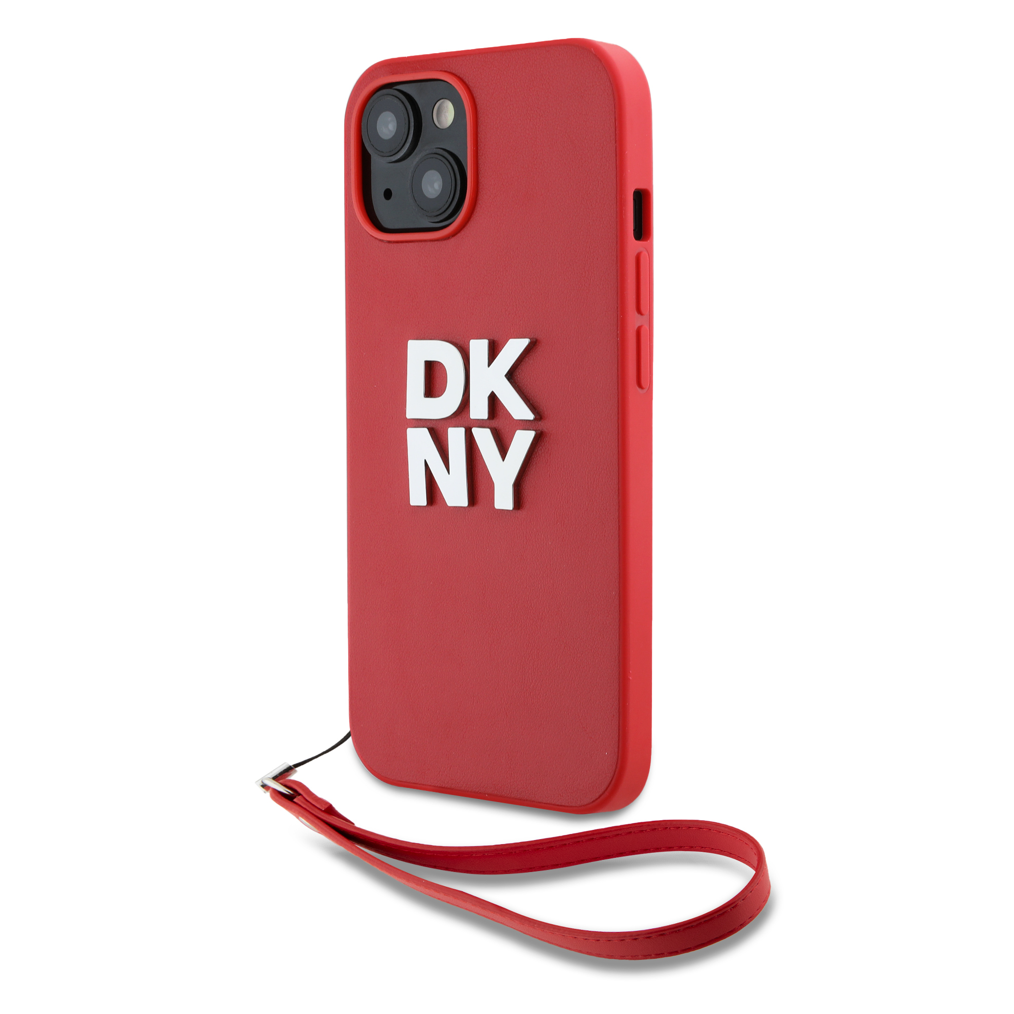 iPhone 15 - DKNY Leather Wrist Strap Stack Logo Pink — estuche (foto 2 de 7)