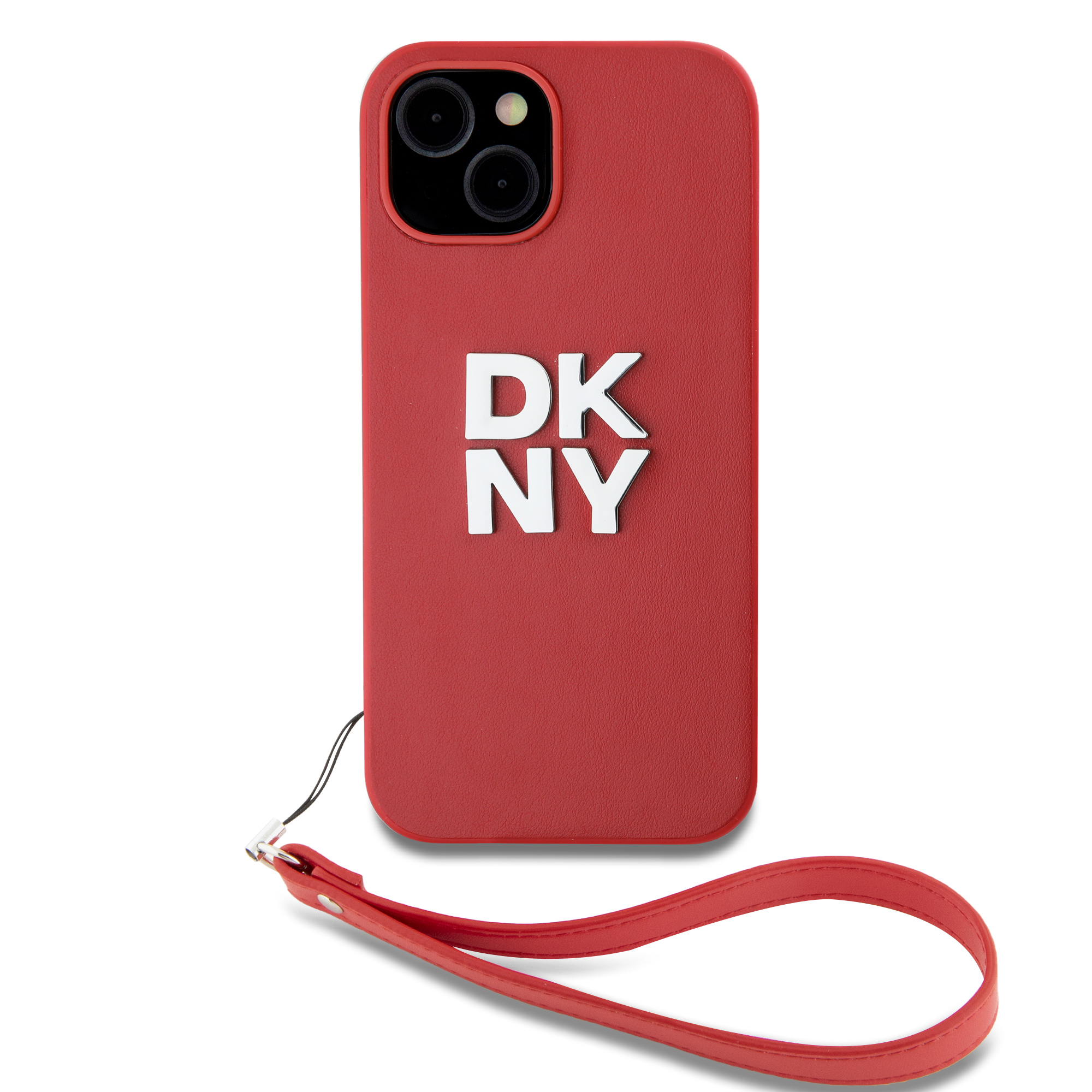 iPhone 15 - DKNY Leather Wrist Strap Stack Logo Pink — estuche (foto 3 de 7)