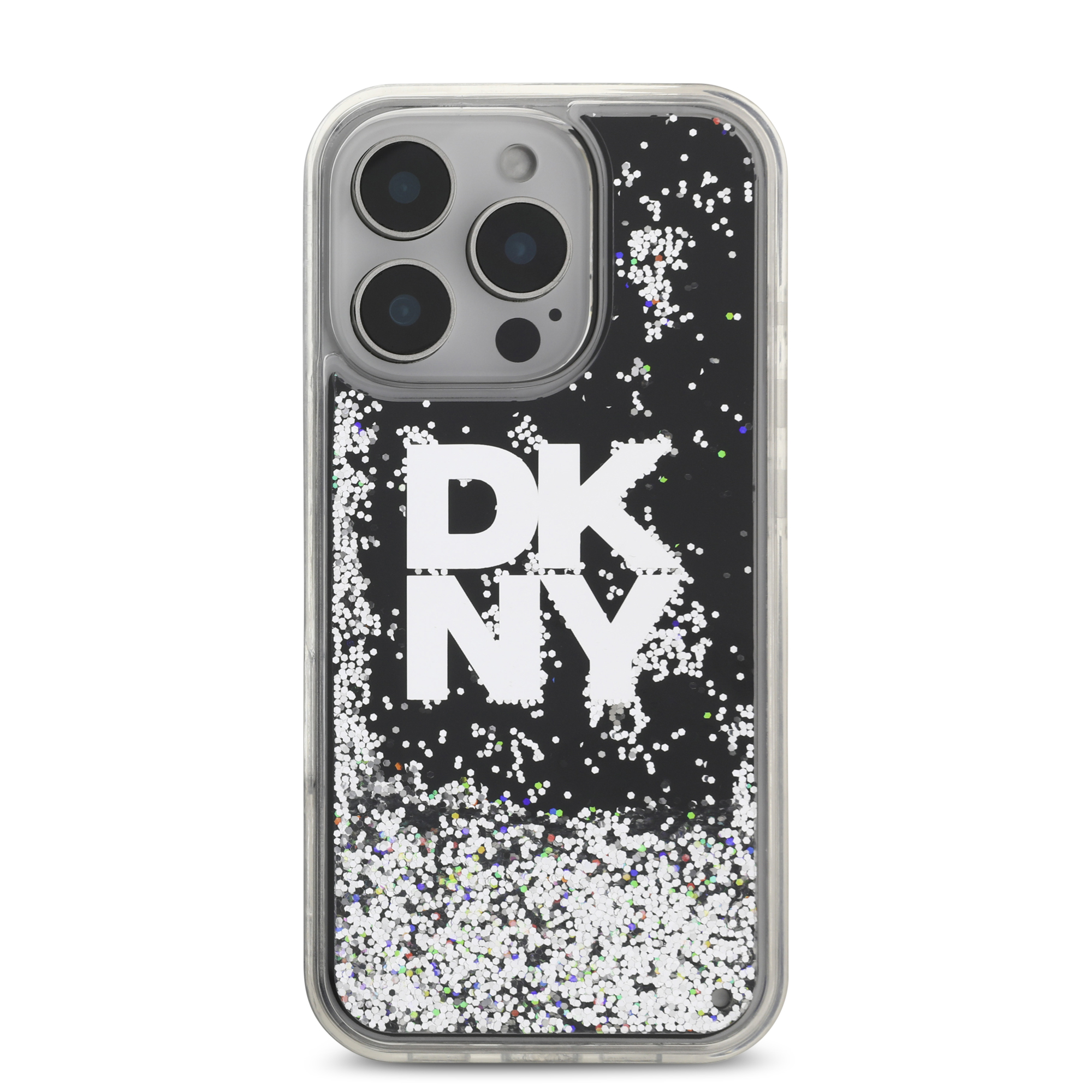 iPhone 16 Pro Max - DKNY Liquid Glitters Stack Logo Black