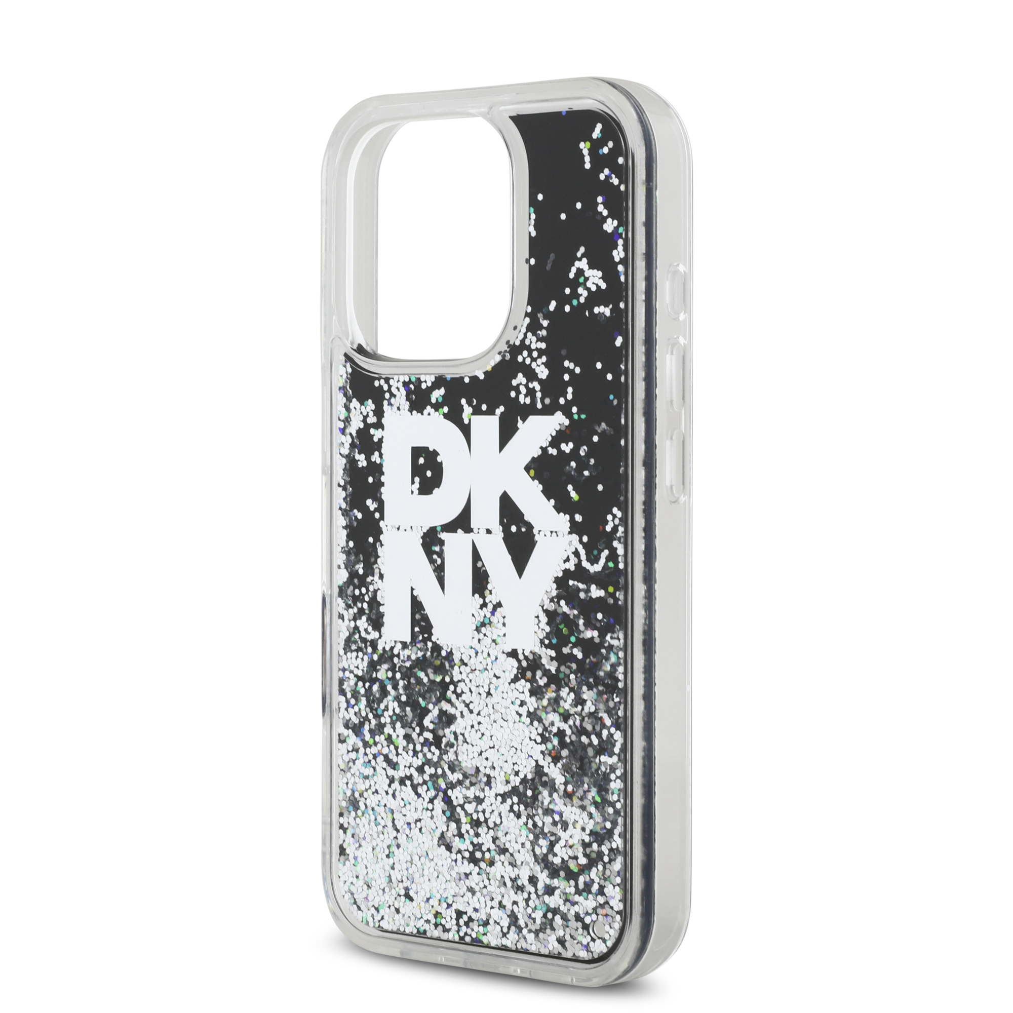 iPhone 16 Pro Max - DKNY Liquid Glitters Stack Logo Black — estuche (foto 6 de 8)
