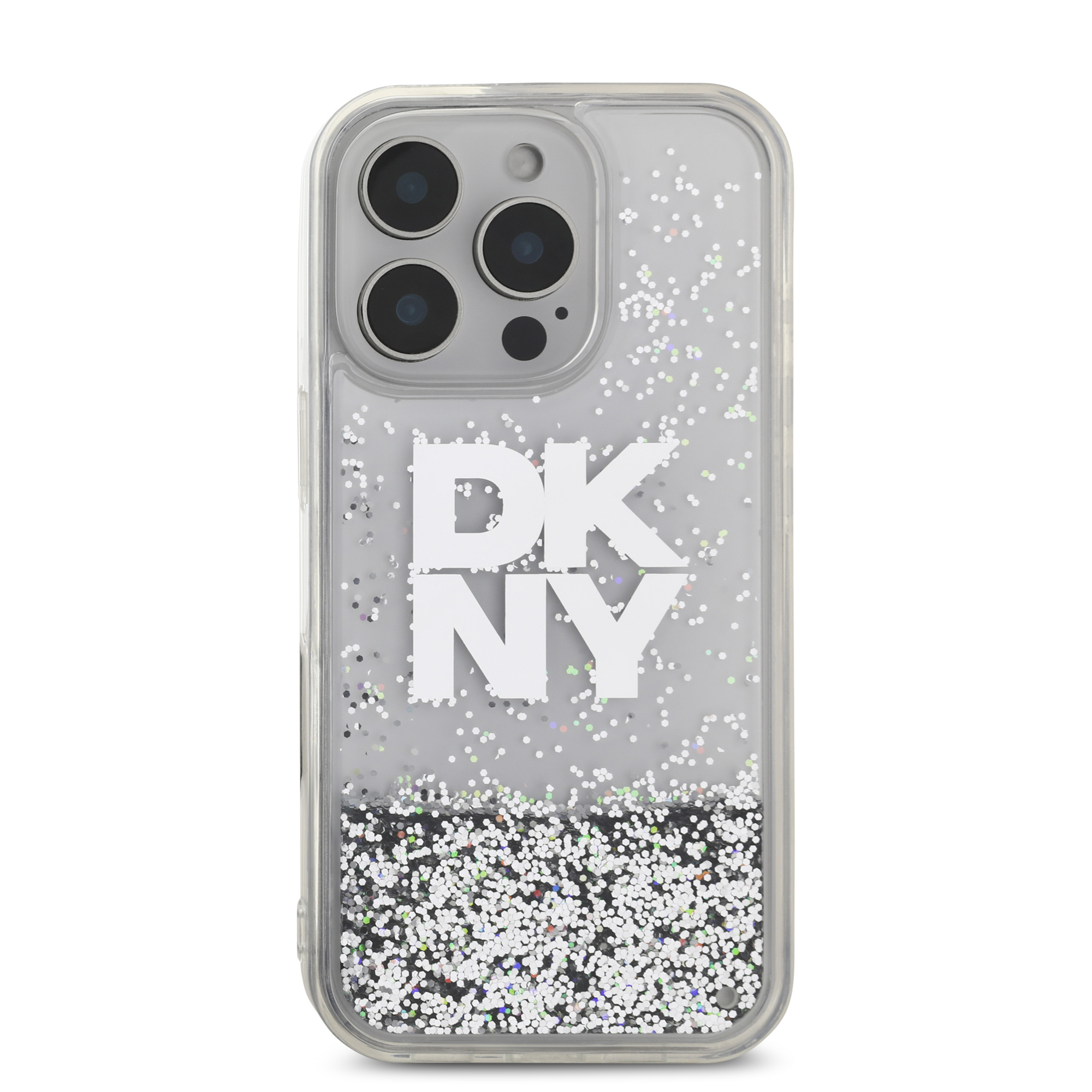 iPhone 16 Pro Max - DKNY Liquid Glitters Stack Logo White