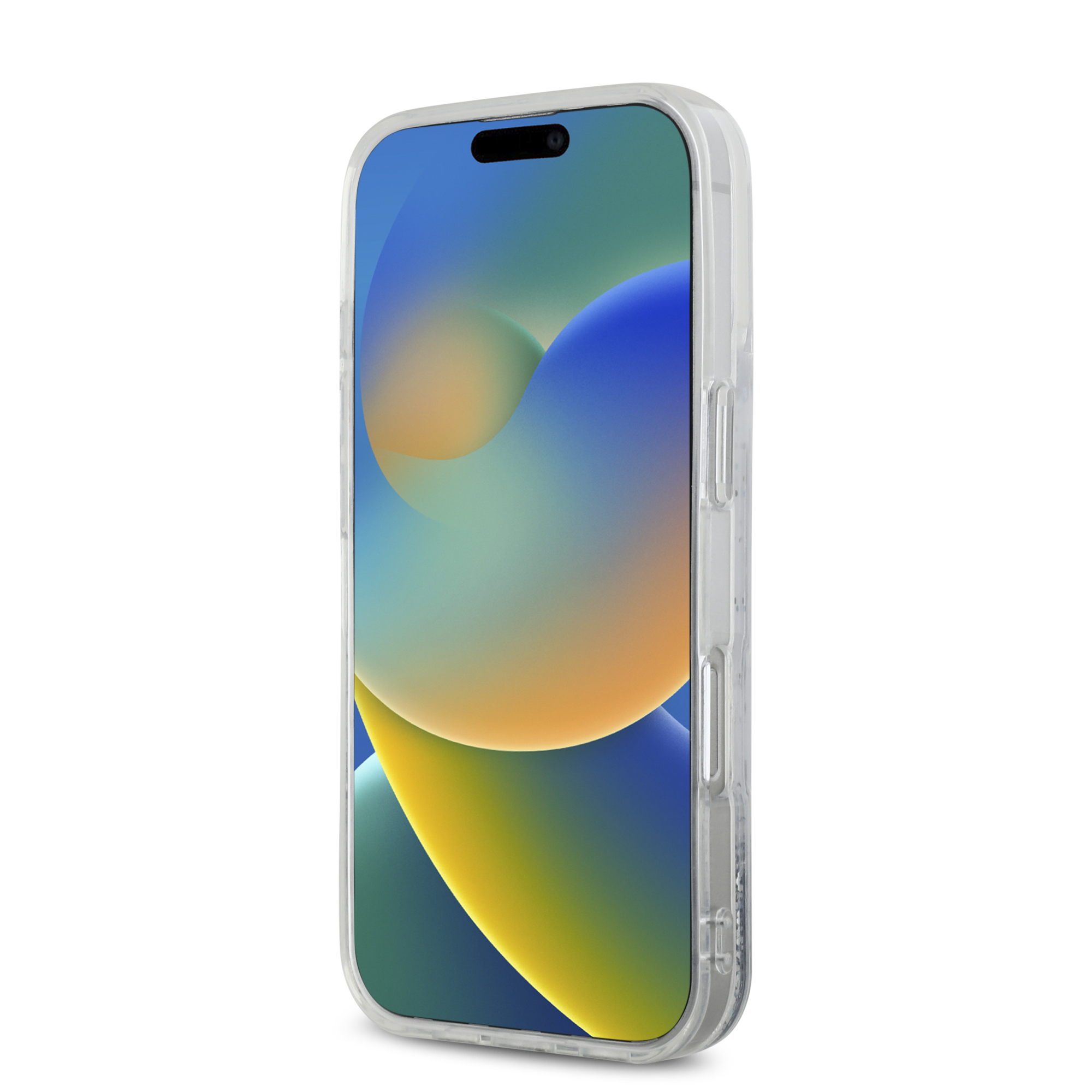 iPhone 16 Pro Max - DKNY Liquid Glitters Stack Logo White — estuche (foto 5 de 8)