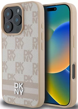 iPhone 16 Pro Max - DKNY Liquid Glitters Checkered Pattern Pink — estuche (foto 2 de 3)