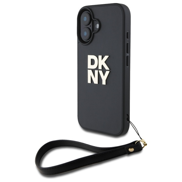 iPhone 16 Pro Max - DKNY Leather Wrist Strap Black — estuche